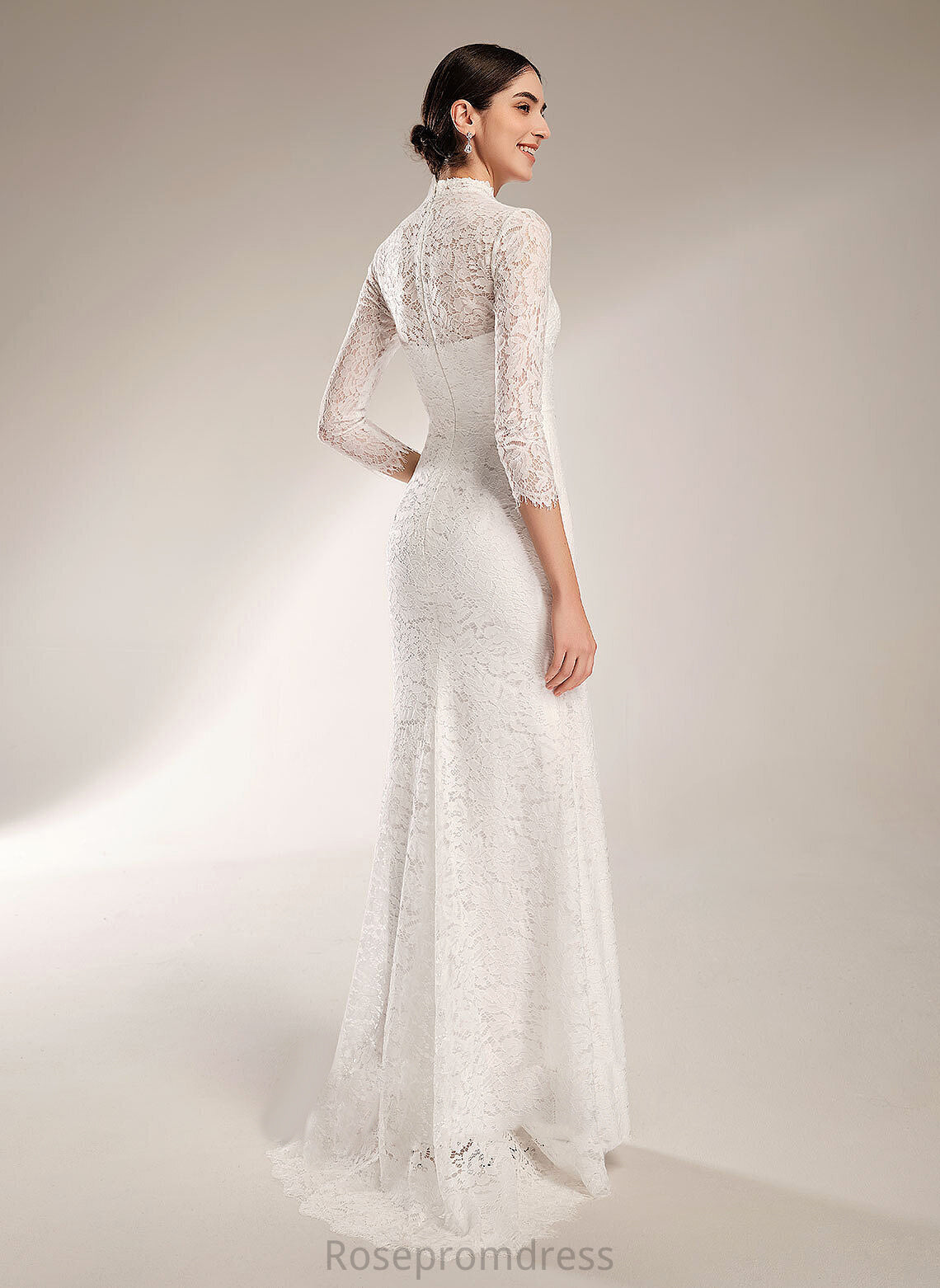 Train High Aspen Wedding Dresses Wedding Dress Sweep Trumpet/Mermaid Lace Neck