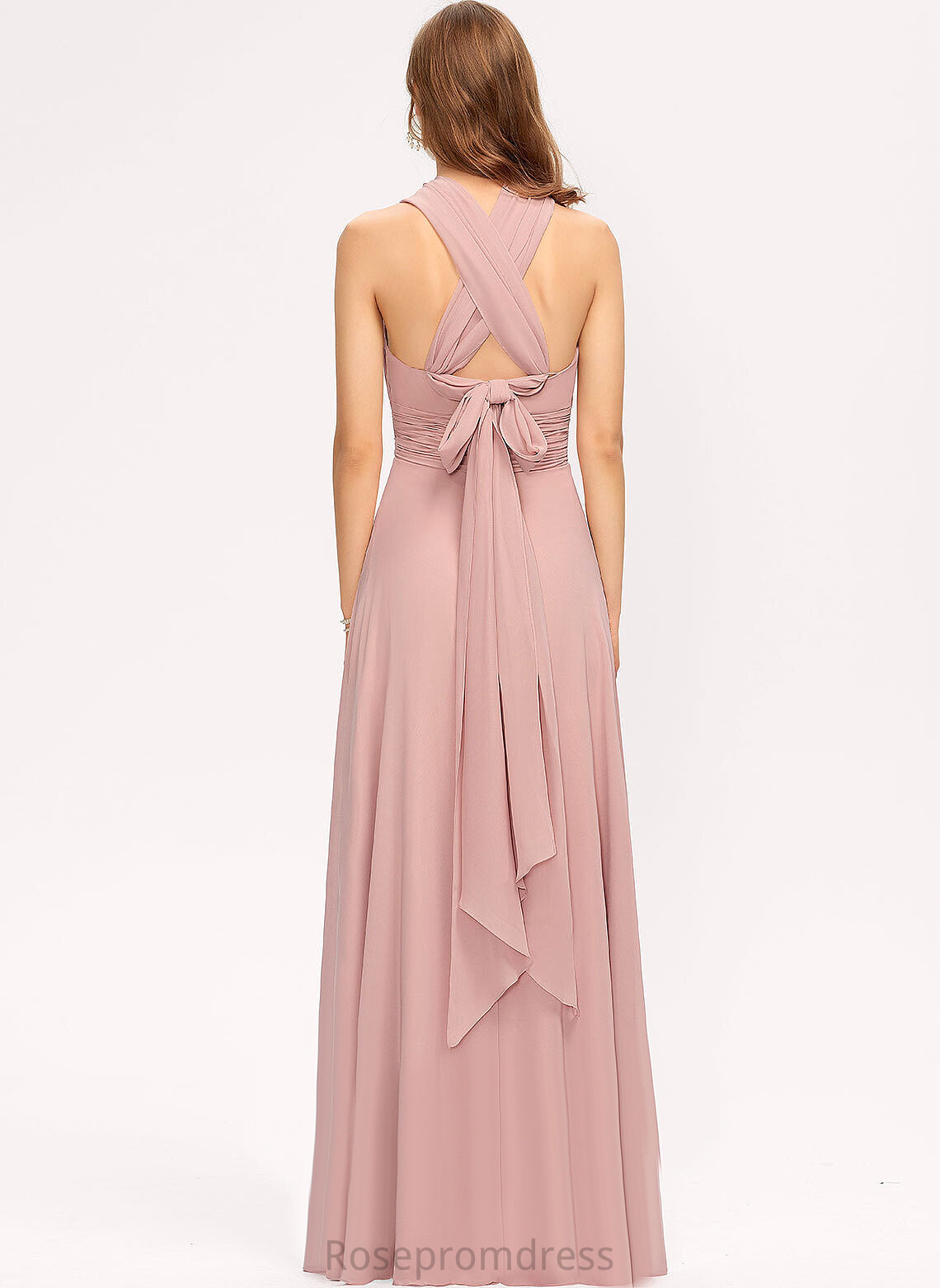 OneShoulder Length Fabric Halter Silhouette Straps&Sleeves Neckline Floor-Length V-Neck A-line Lailah Bridesmaid Dresses