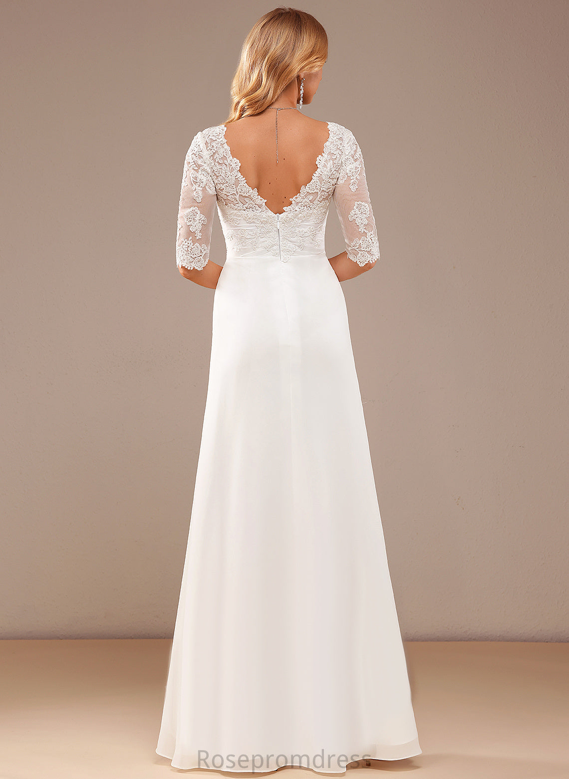 Chiffon Jamiya A-Line Asymmetrical With Ruffle Wedding V-neck Lace Wedding Dresses Dress