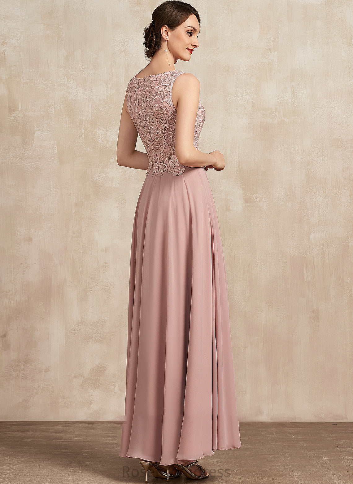 of Scoop Ankle-Length Mother of the Bride Dresses Audrina Chiffon Neck Mother Dress the A-Line Lace Bride