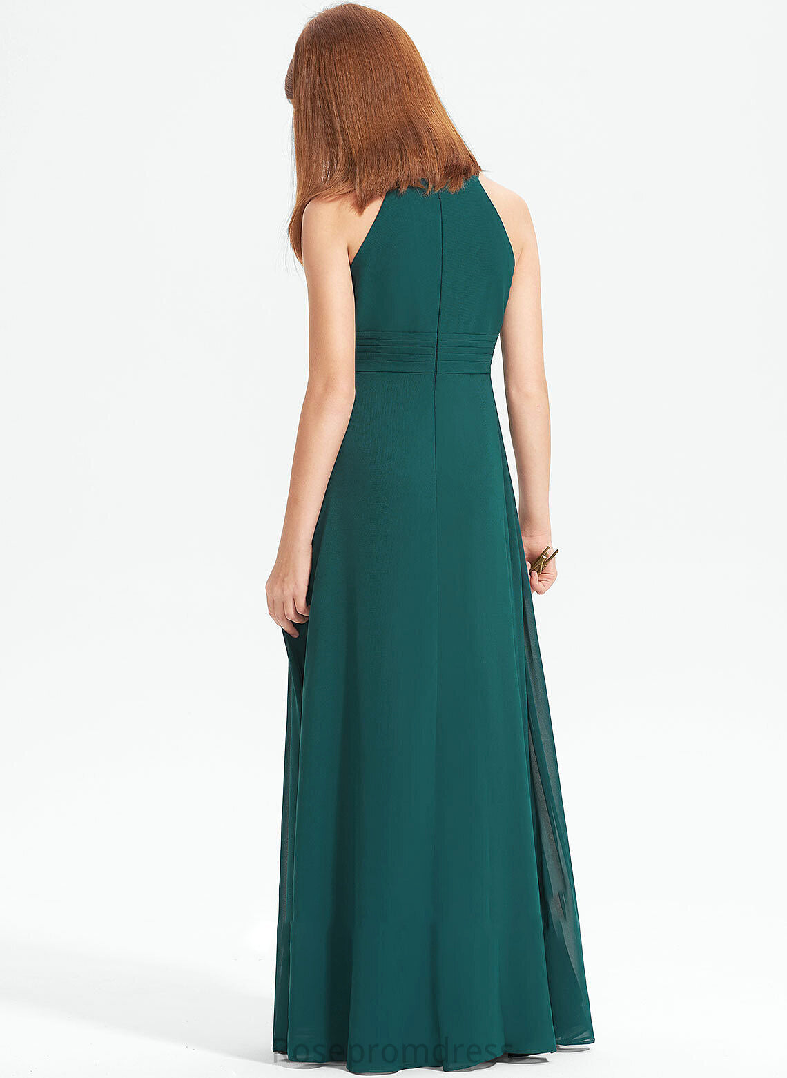 Floor-Length Junior Bridesmaid Dresses Scoop Neck With Chiffon Ruffle A-Line Kinley