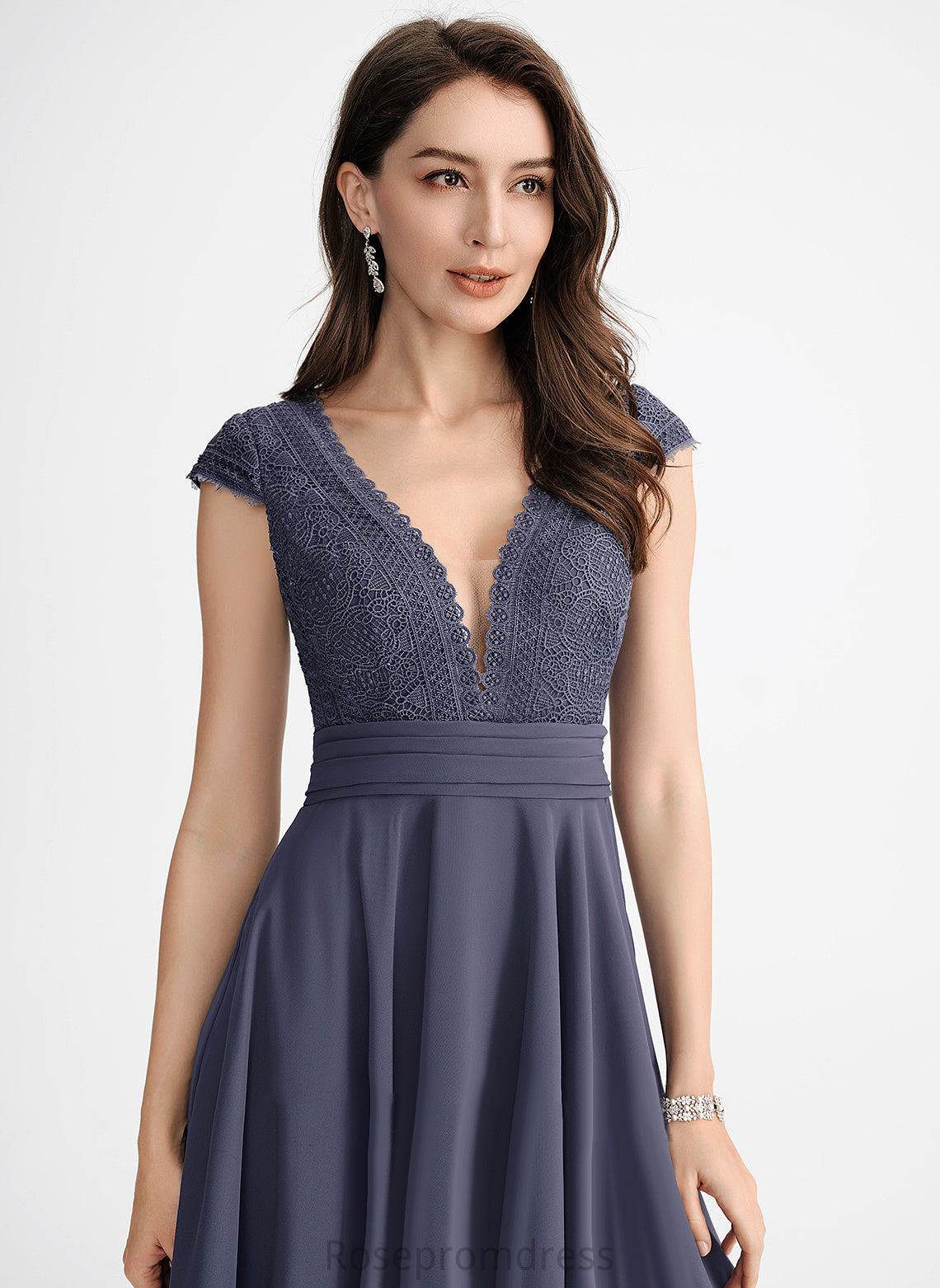 With Lace Dress Cocktail Chiffon V-neck Pleated A-Line Patti Asymmetrical Cocktail Dresses