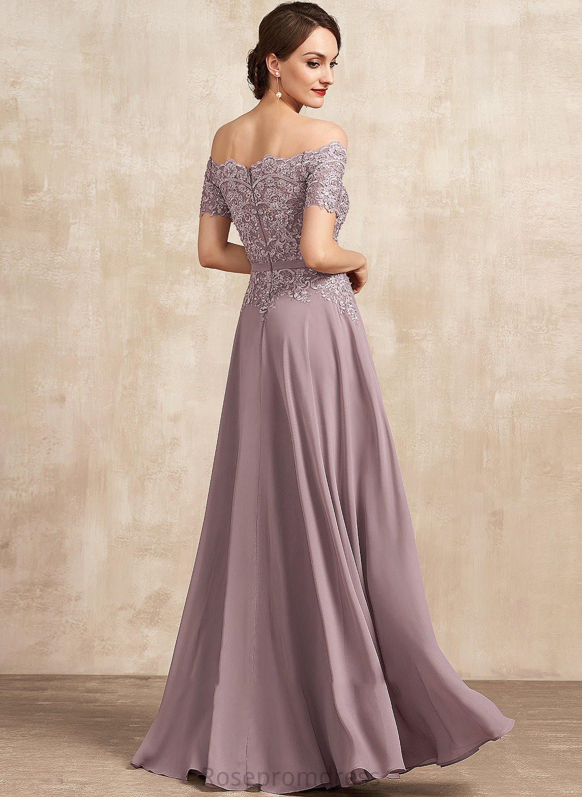 Bride the Beading Dress Chiffon of Lace With Off-the-Shoulder A-Line Mother of the Bride Dresses Piper Sequins Mother Floor-Length