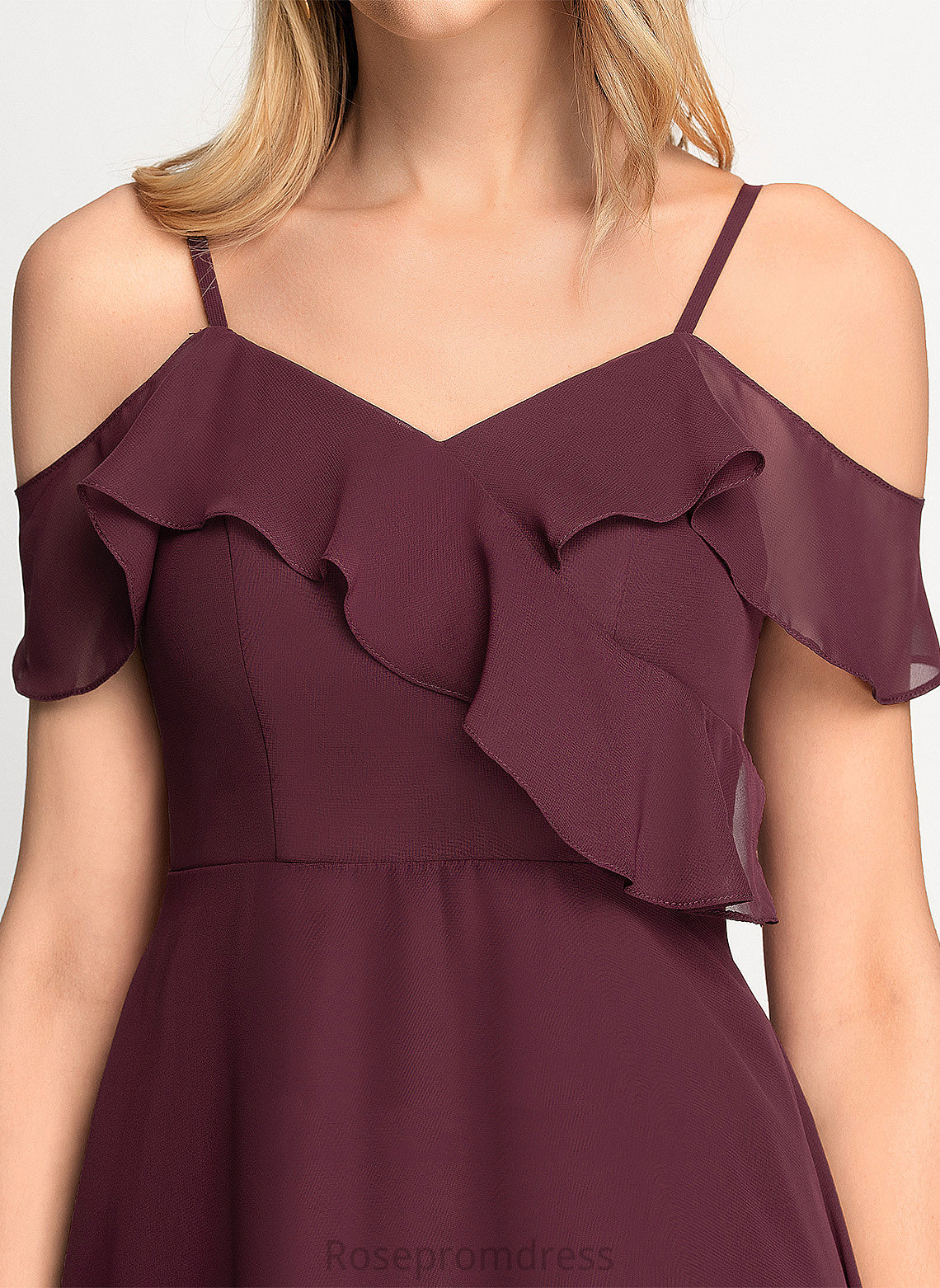 Aliya A-Line Cocktail Dresses Dress Cocktail Asymmetrical Chiffon Off-the-Shoulder