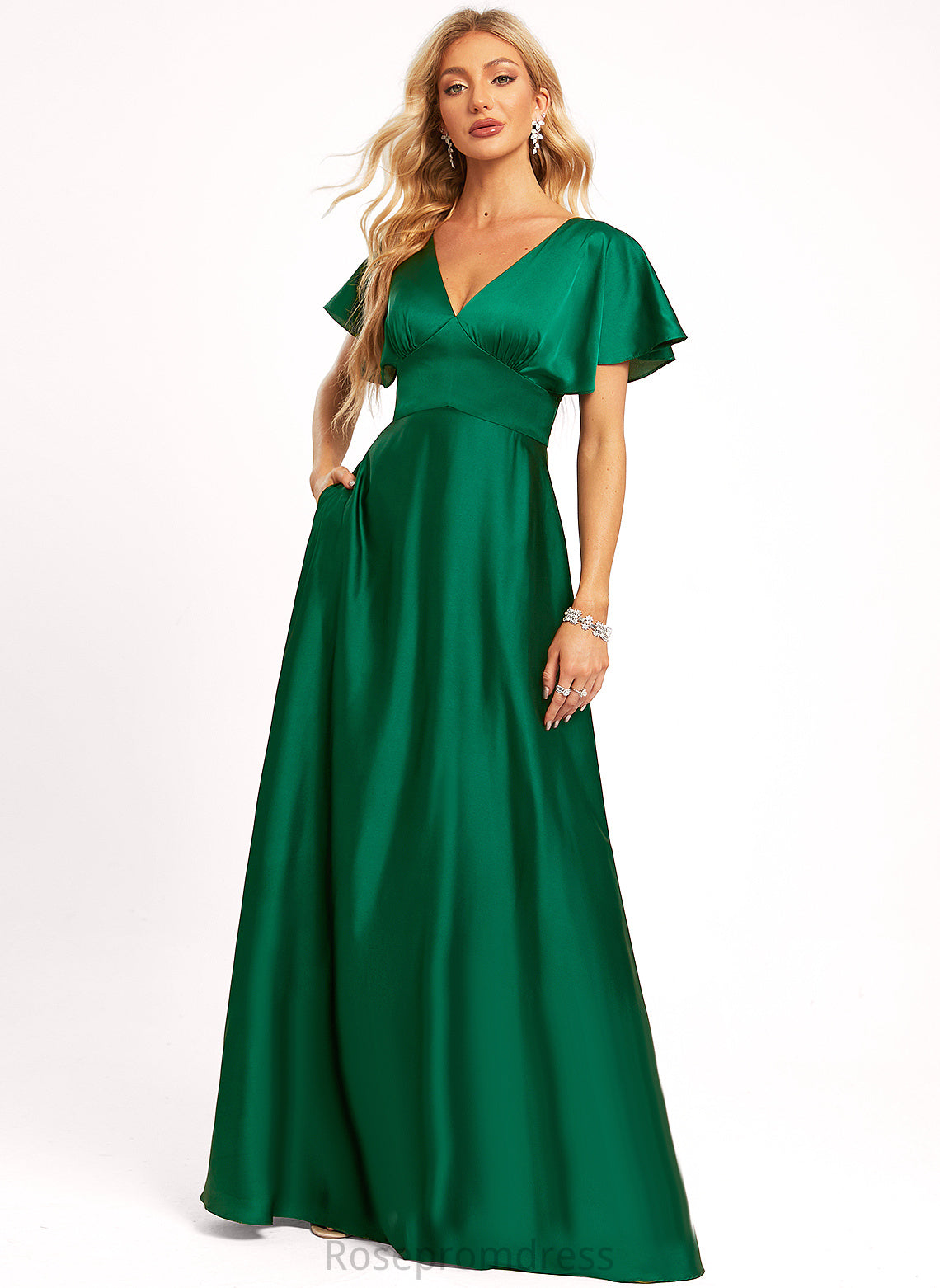 V-Neck Floor-Length Neckline Length Silhouette Straps&Sleeves ShortSleeves A-line FullyLined Elliana Bridesmaid Dresses