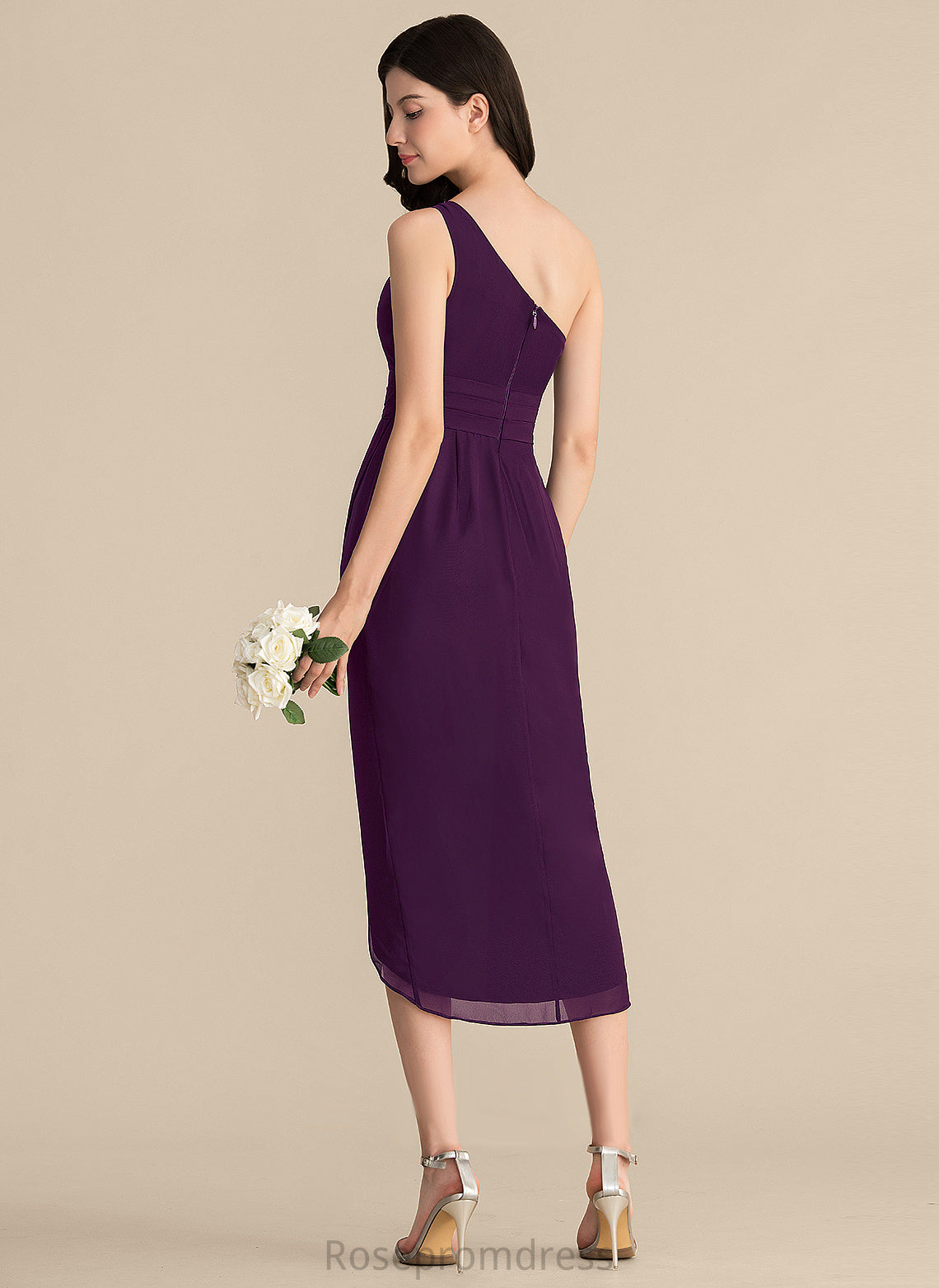 Cocktail Ruffle With Asymmetrical Cocktail Dresses Chiffon Dress One-Shoulder Larissa Sheath/Column