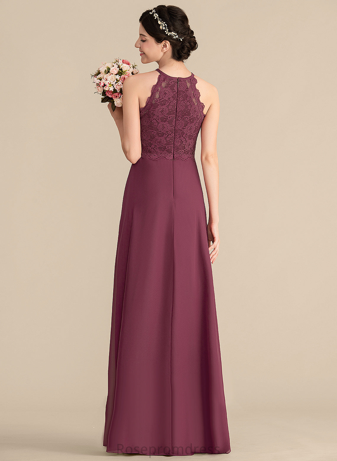 Jane Prom Dresses A-Line Scoop Lace Chiffon Floor-Length