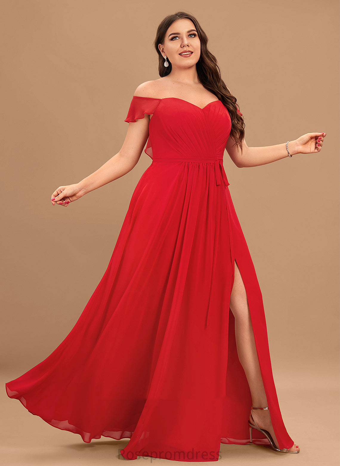 Neckline Embellishment Length Floor-Length Fabric Off-the-Shoulder Silhouette SplitFront Ruffle A-Line Frida Floor Length Bridesmaid Dresses