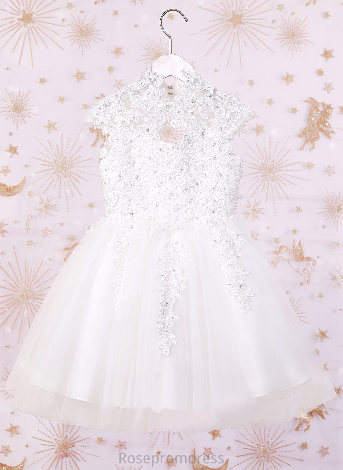 Girl High Dress A-Line Flower With Beading/Sequins/Back Hole Neck - Flower Girl Dresses Liz Tulle/Lace Sleeveless Knee-length