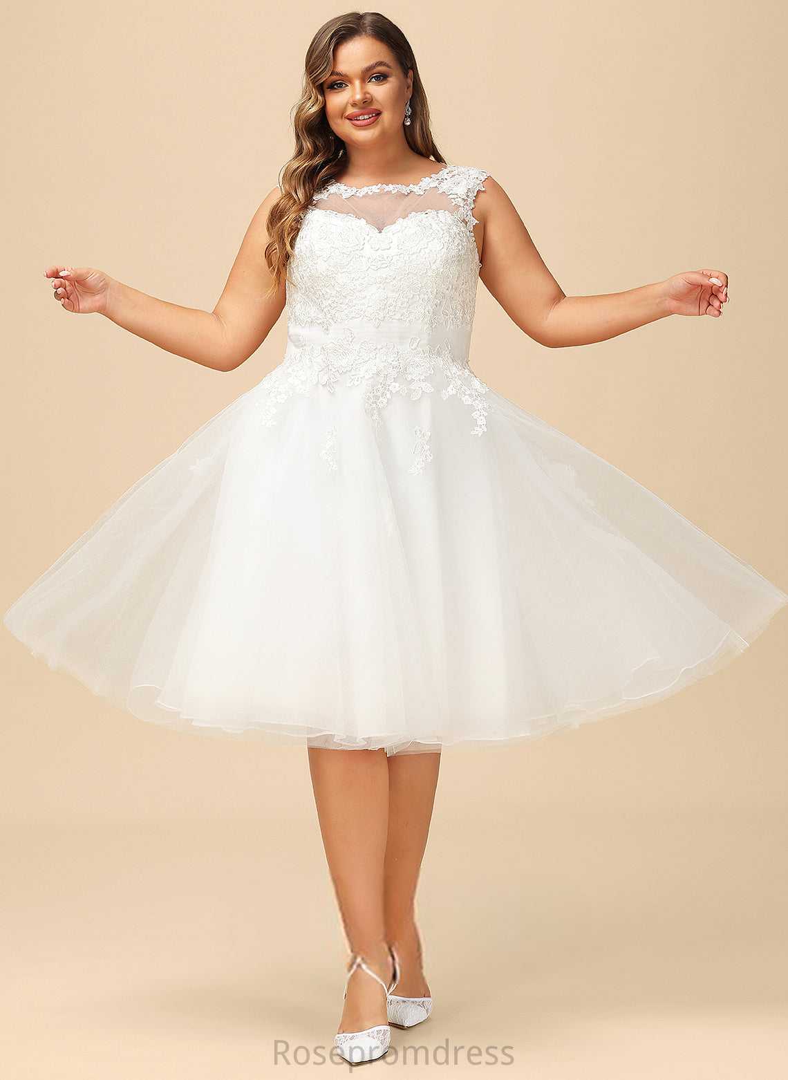 Ruffle Wedding Cailyn A-Line Illusion Lace Tulle Asymmetrical With Dress Wedding Dresses