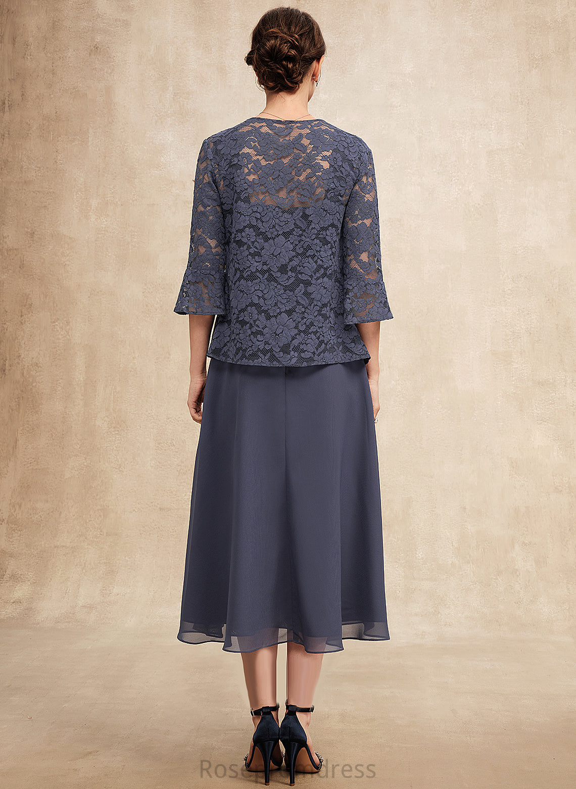 of Neckline Bride Mother Lace Chiffon Mother of the Bride Dresses A-Line With the Tea-Length Kaitlyn Square Dress Beading