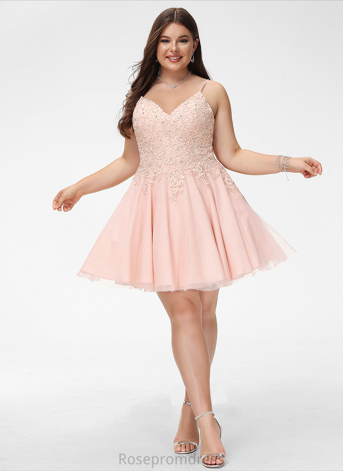 Homecoming Homecoming Dresses Daniella Lace Beading With Dress V-neck A-Line Tulle Short/Mini