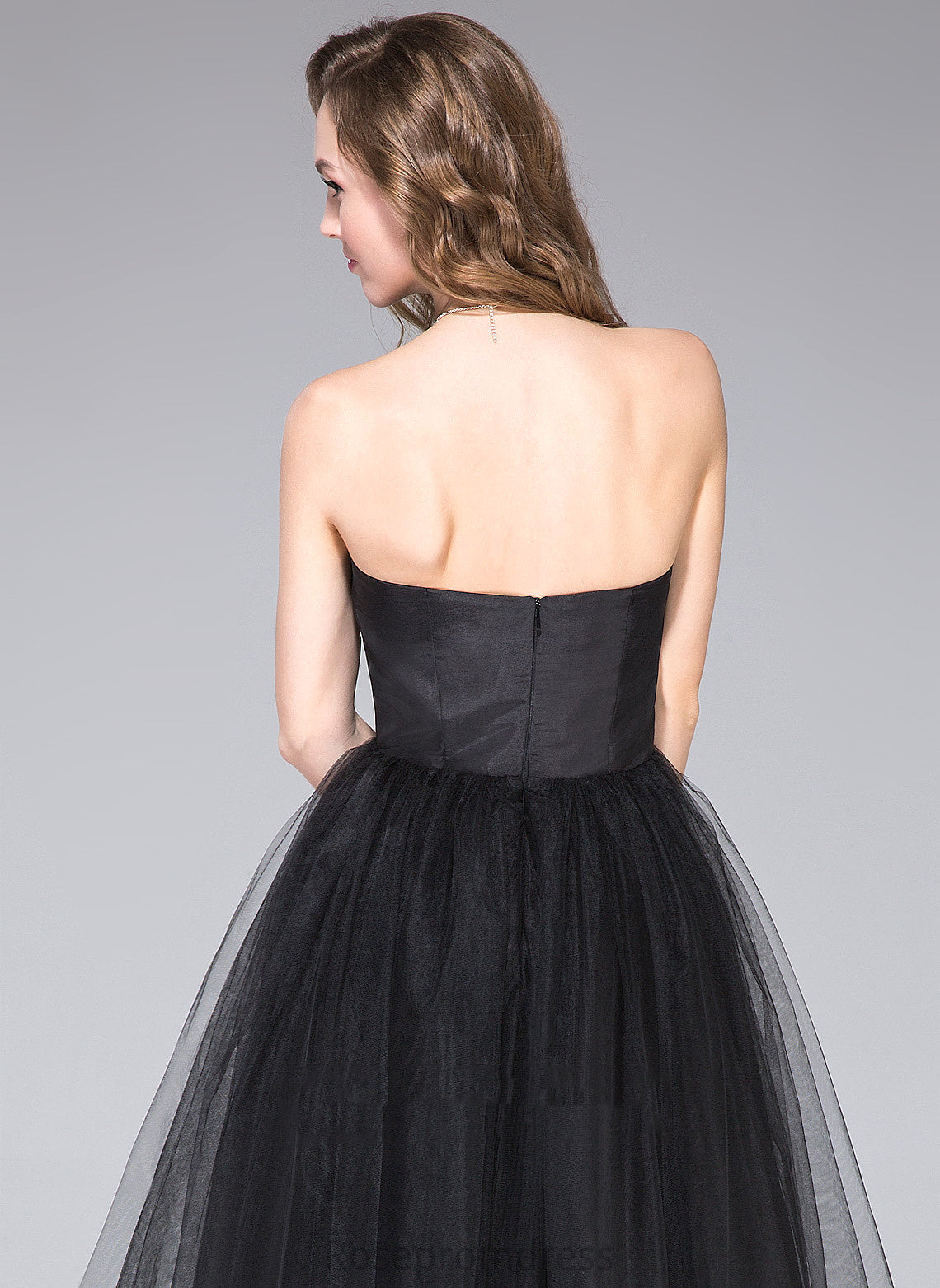 Braelyn Homecoming Dresses Strapless With Homecoming Asymmetrical A-Line Taffeta Ruffle Tulle Dress