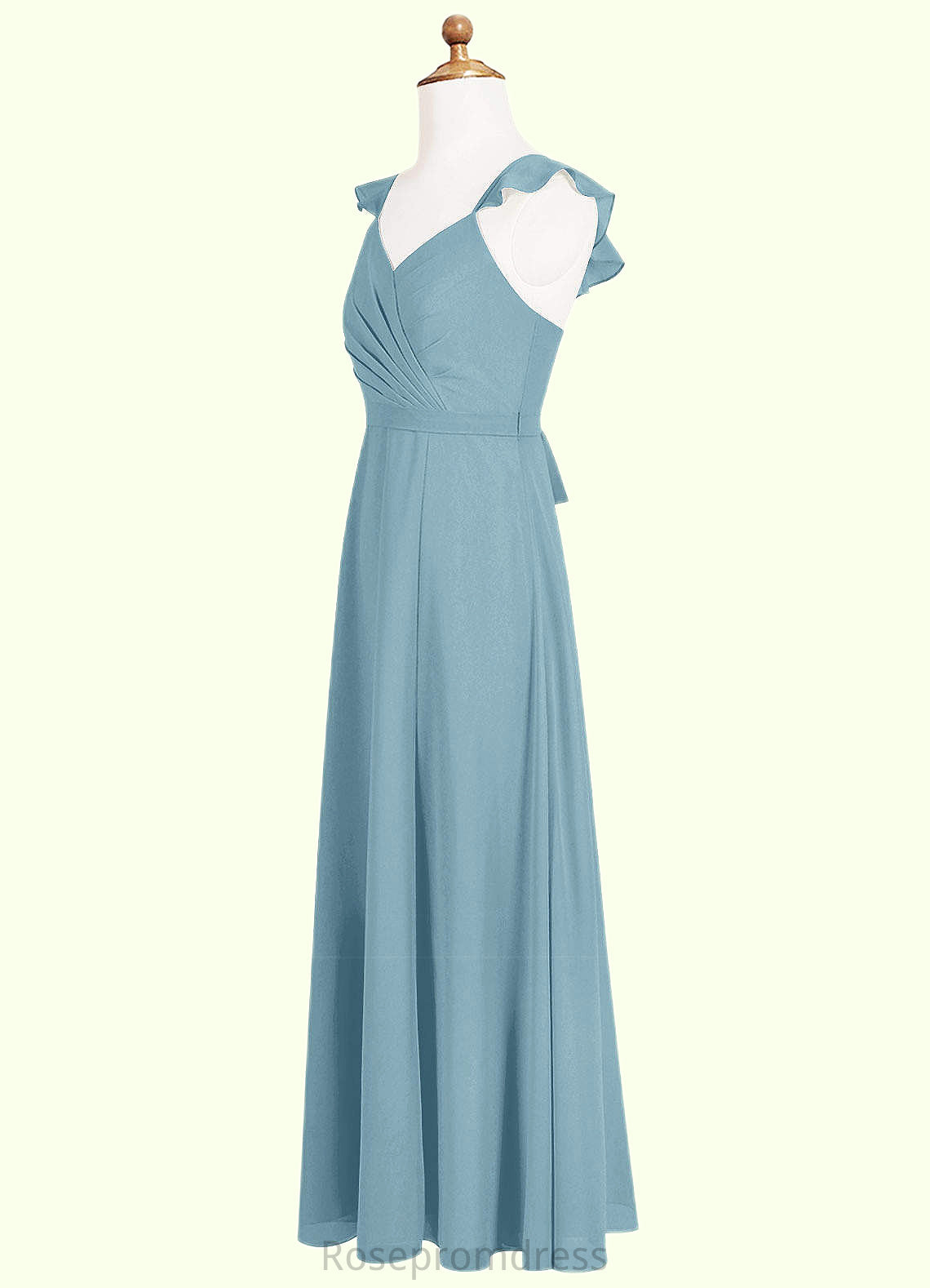 Genesis A-Line Ruched Chiffon Floor-Length Junior Bridesmaid Dress SRSP0019986