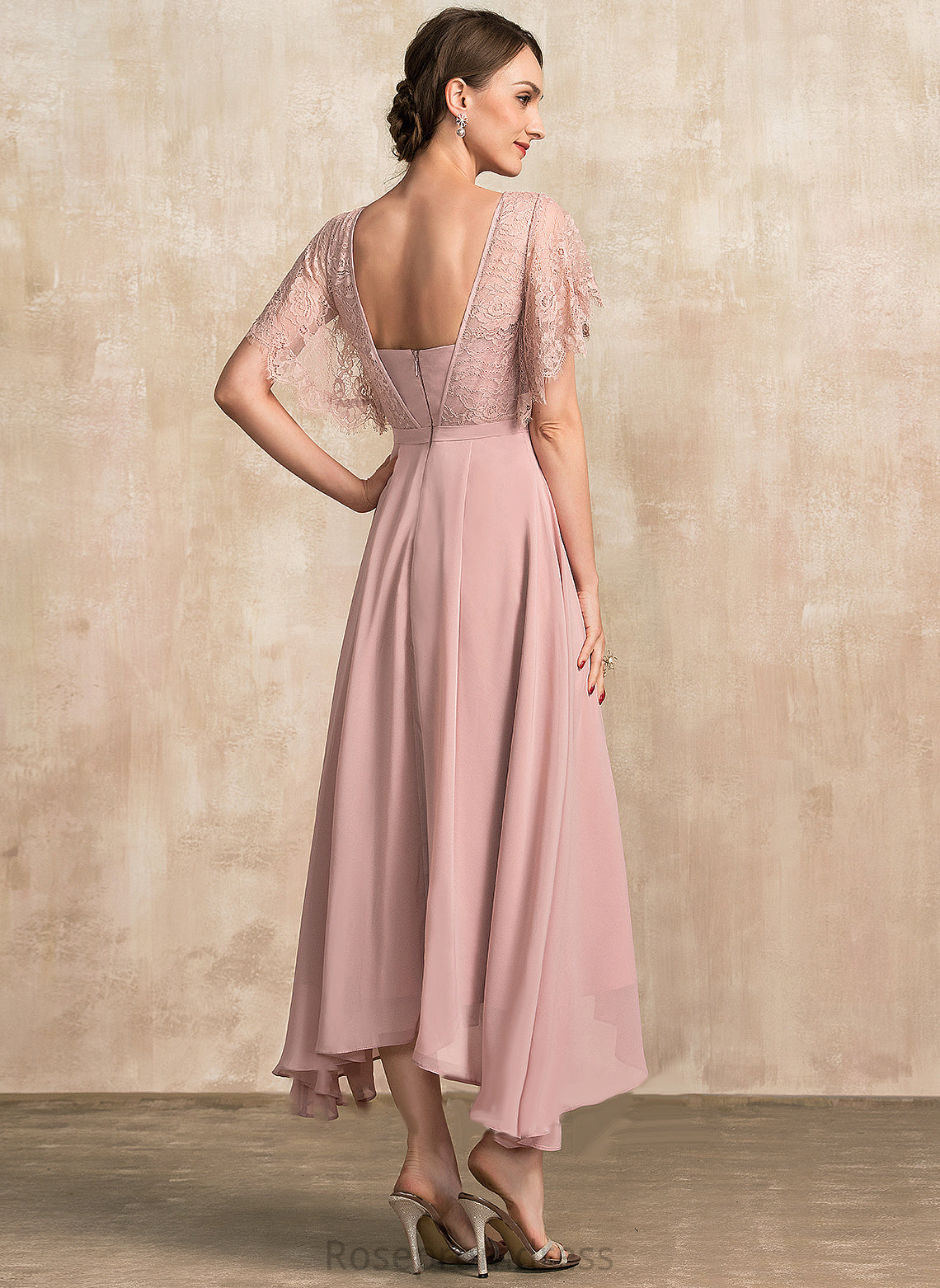 the Ankle-Length Chiffon Dress Pauline Mother A-Line Mother of the Bride Dresses of V-neck Bride Lace