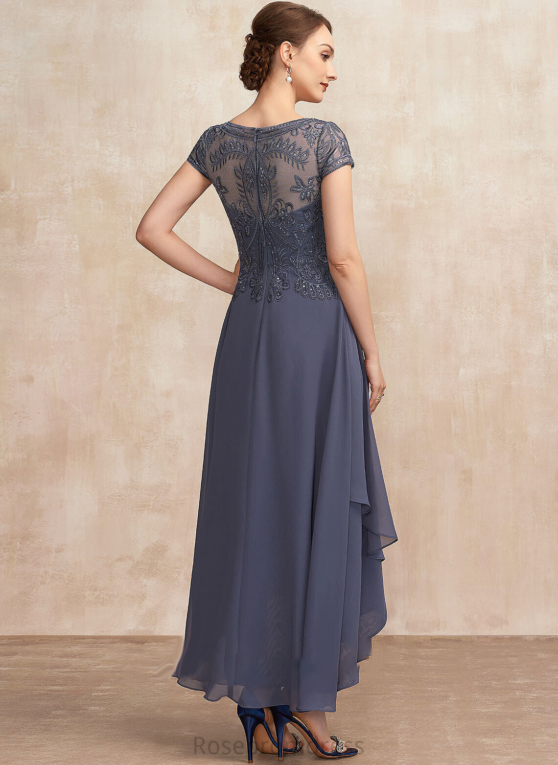 Asymmetrical Dress Mother of the Bride Dresses A-Line Bride Neck With Sequins Sandy Scoop Chiffon the Lace of Mother