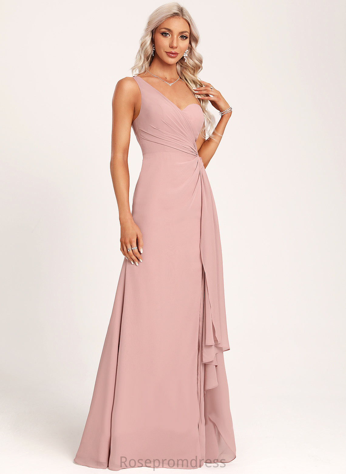 Embellishment Ruffle A-Line Fabric One-Shoulder Neckline Length Floor-Length Silhouette Paula A-Line/Princess One Shoulder Bridesmaid Dresses