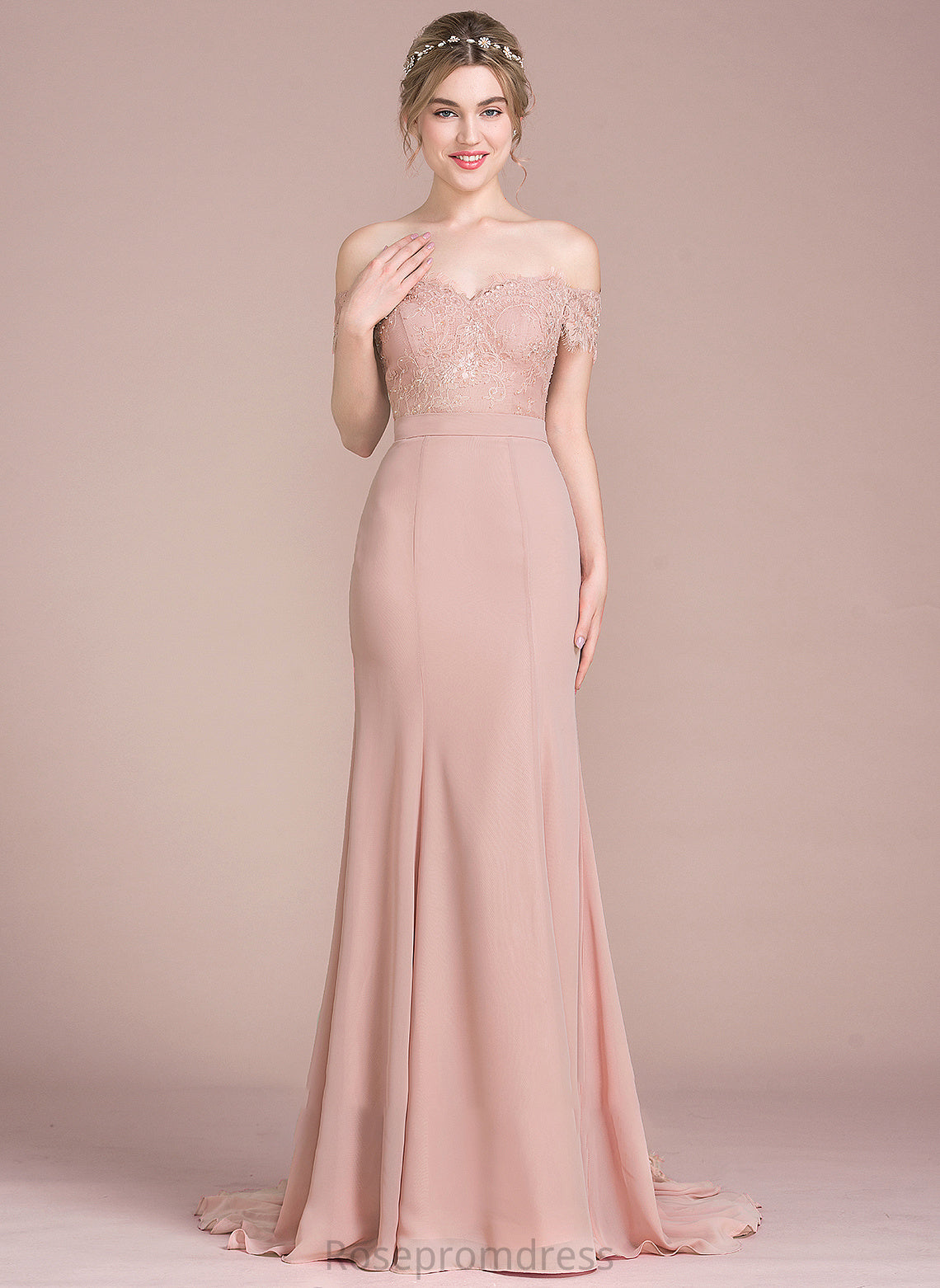 With Chiffon Sequins Winnie Off-the-Shoulder Lace Prom Dresses Train Court Trumpet/Mermaid