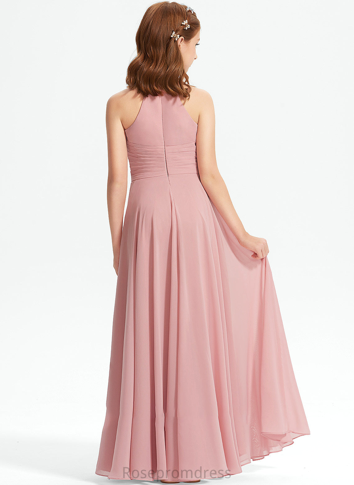 Chiffon Ruffle Square Poll With A-Line Neckline Junior Bridesmaid Dresses Floor-Length