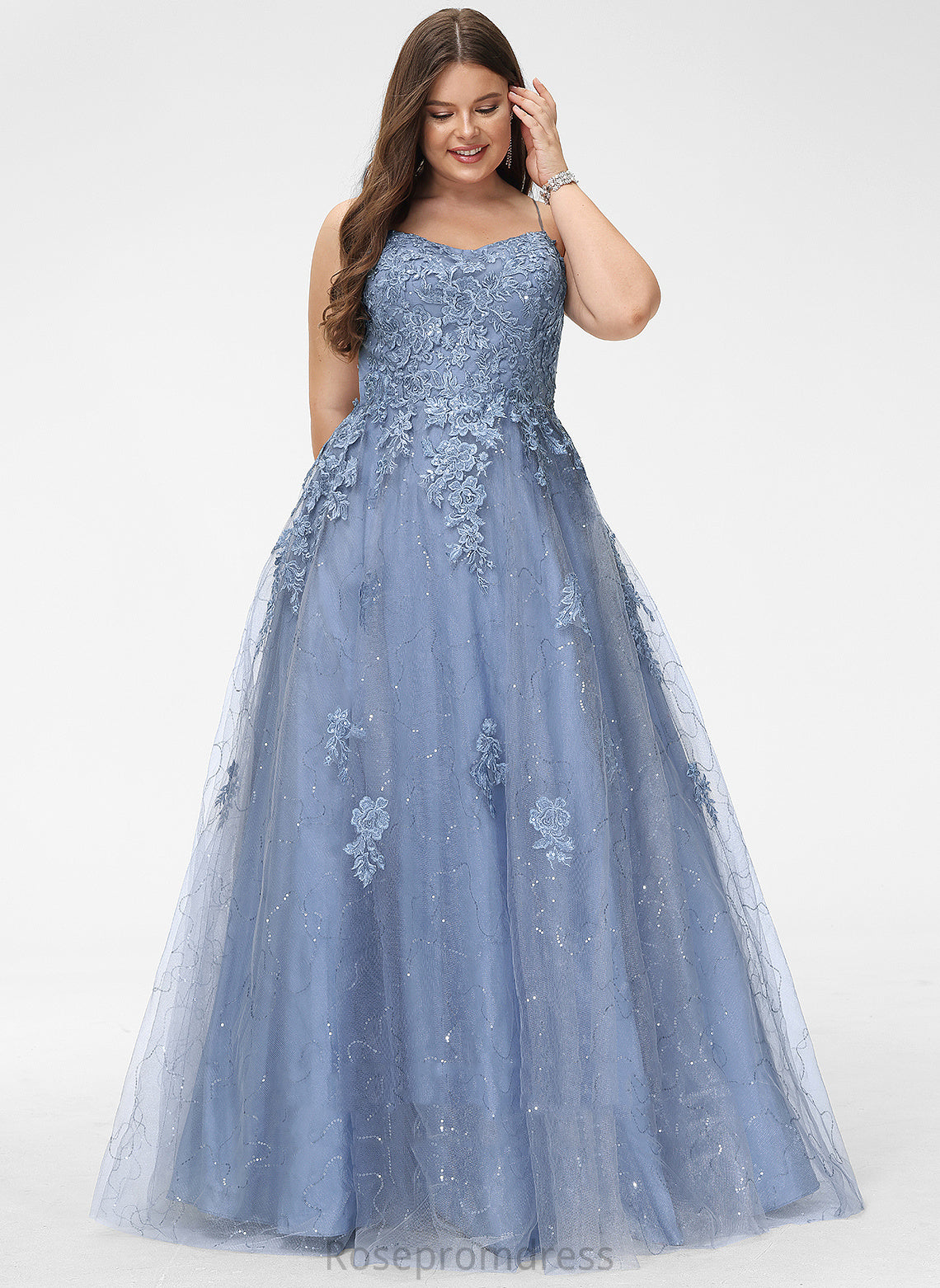 Sequins Tulle Floor-Length Prom Dresses Ball-Gown/Princess Square With Rosalyn