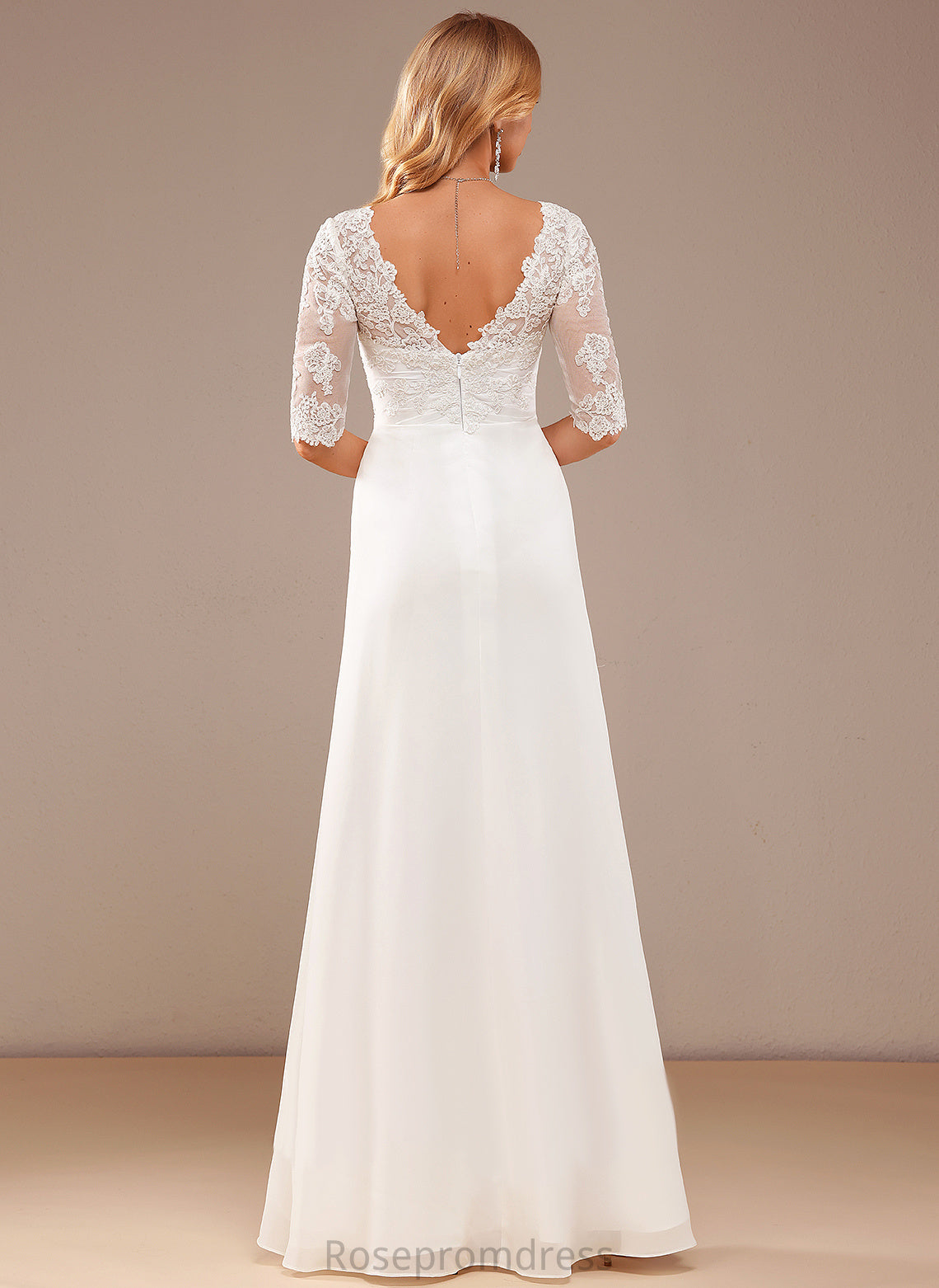 Dress V-neck With Lois Lace Ruffle A-Line Asymmetrical Chiffon Lace Wedding Wedding Dresses