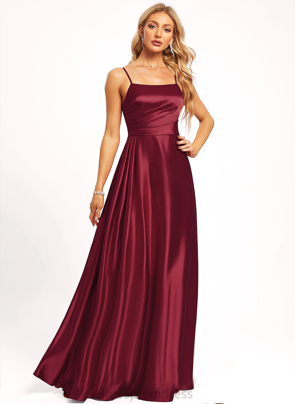 Sleeveless Neckline Floor-Length Silhouette BackStyle A-line Straps&Sleeves SpaghettiStraps Length Square Madeline Bridesmaid Dresses