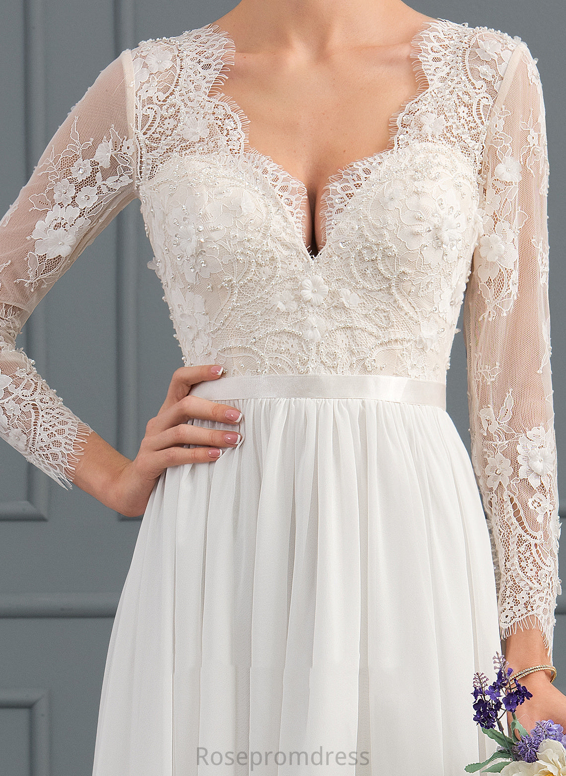 Sequins Train V-neck Lace With Wedding Dresses Sweep Payten Beading Wedding A-Line Chiffon Dress