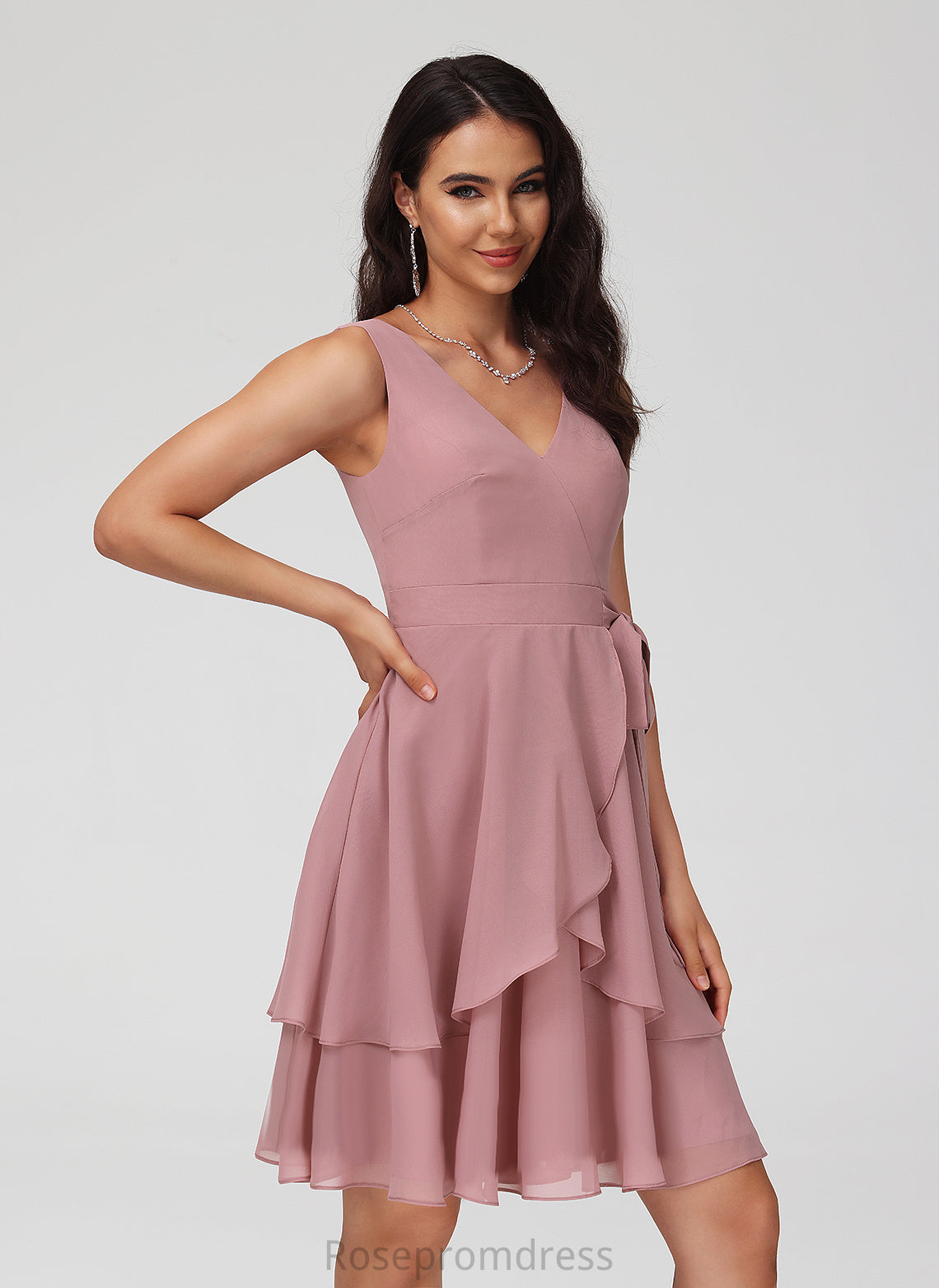 Dress Homecoming Dresses Ruffle A-Line With Short/Mini V-neck Homecoming Giovanna Chiffon