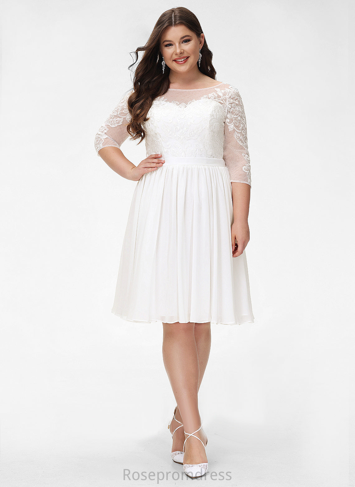 Scoop With Wedding Lace Dress A-Line Chiffon Wedding Dresses Sequins Tania Knee-Length