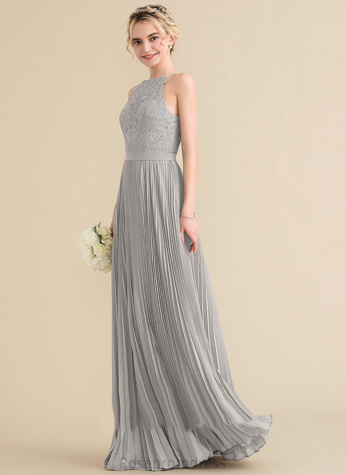 Length Embellishment Fabric Floor-Length A-Line Scoop Neckline Silhouette Pleated Helena Sleeveless Floor Length Bridesmaid Dresses