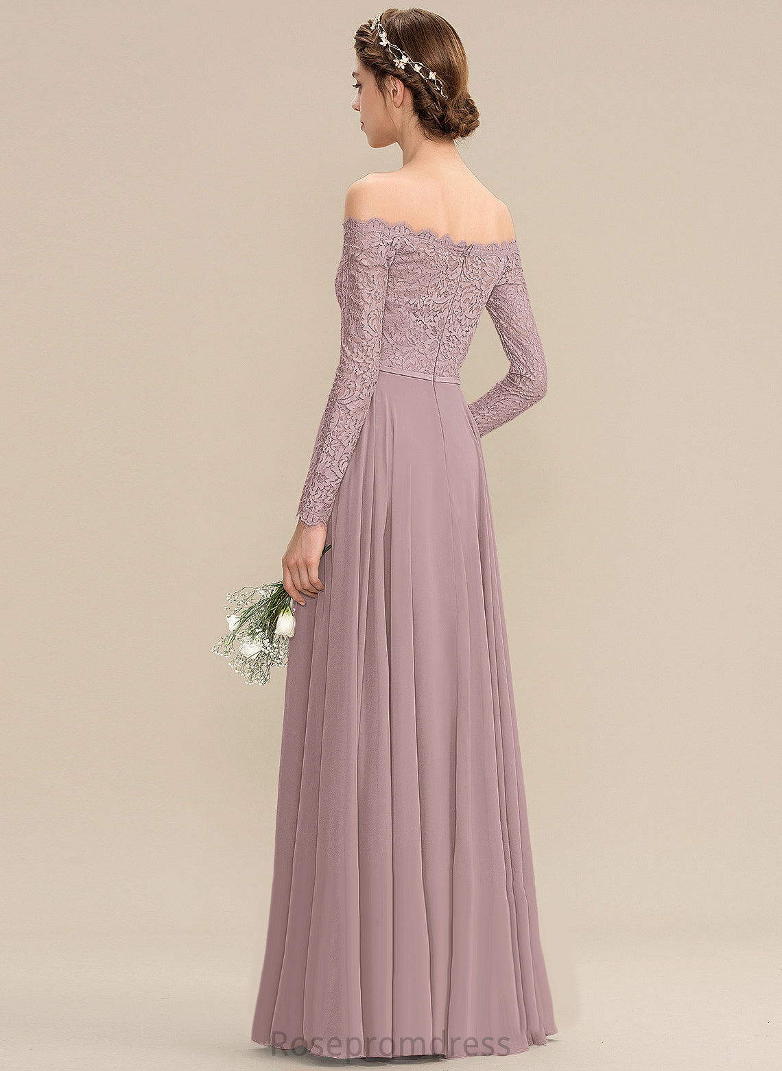 Lace OfftheShoulder Floor-Length Length Silhouette Straps&Sleeves A-line Fabric Neckline Cheyanne Floor Length V-Neck Bridesmaid Dresses