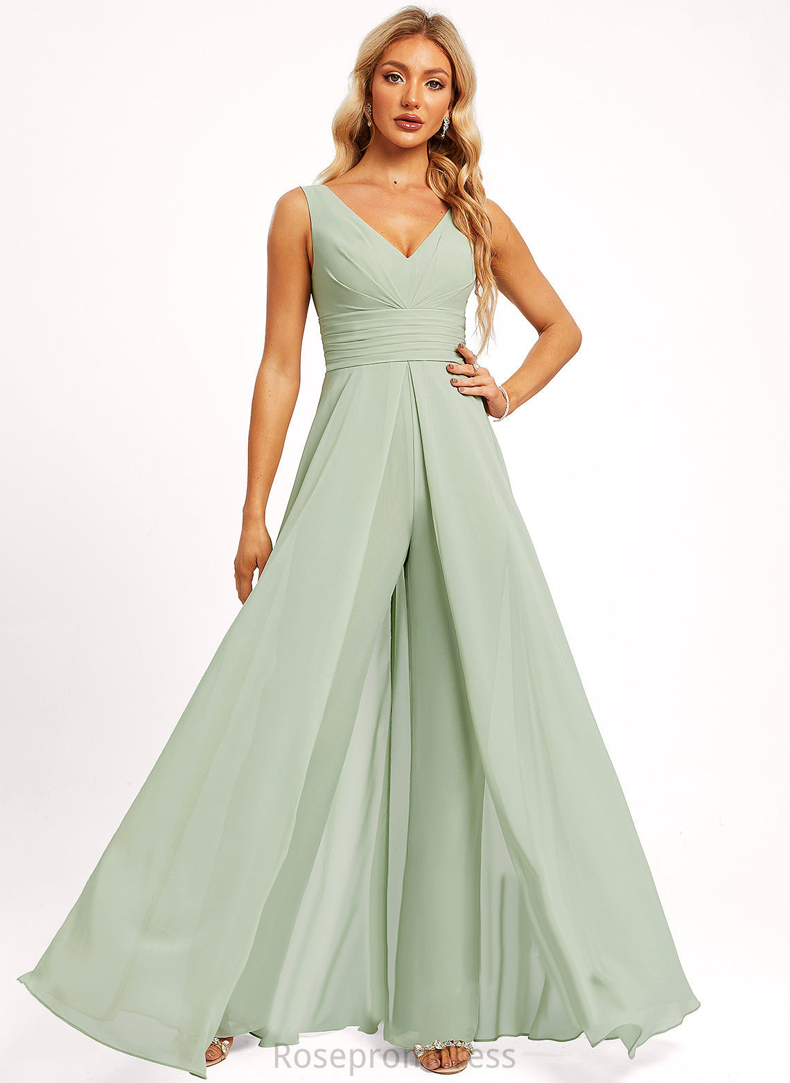 Embellishment Length Straps&Sleeves Neckline Sleeveless Floor-Length V-Neck Fabric Madalyn Floor Length A-Line/Princess Spaghetti Staps Bridesmaid Dresses