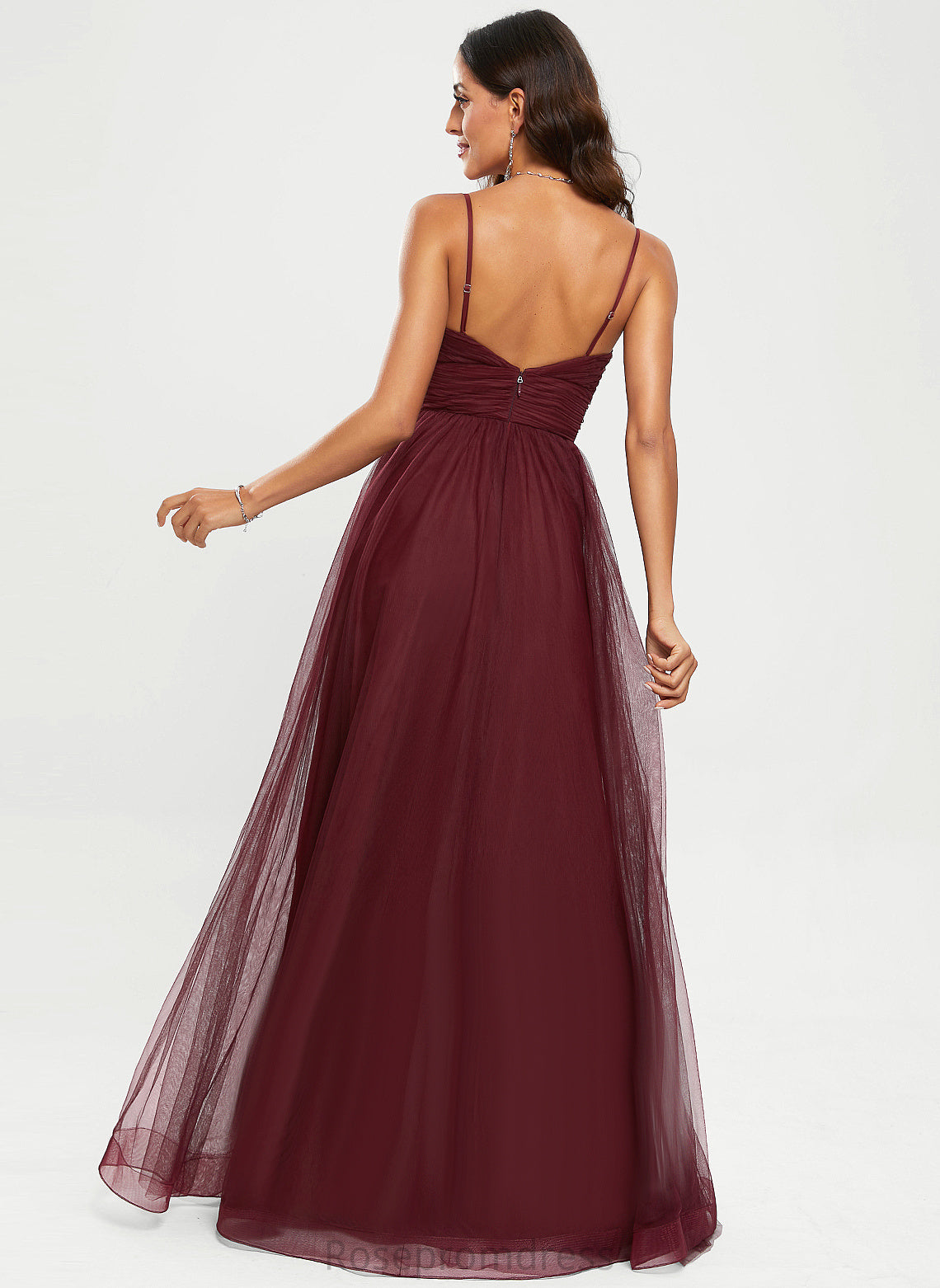 V-neck Prom Dresses Makenna Floor-Length Tulle A-Line