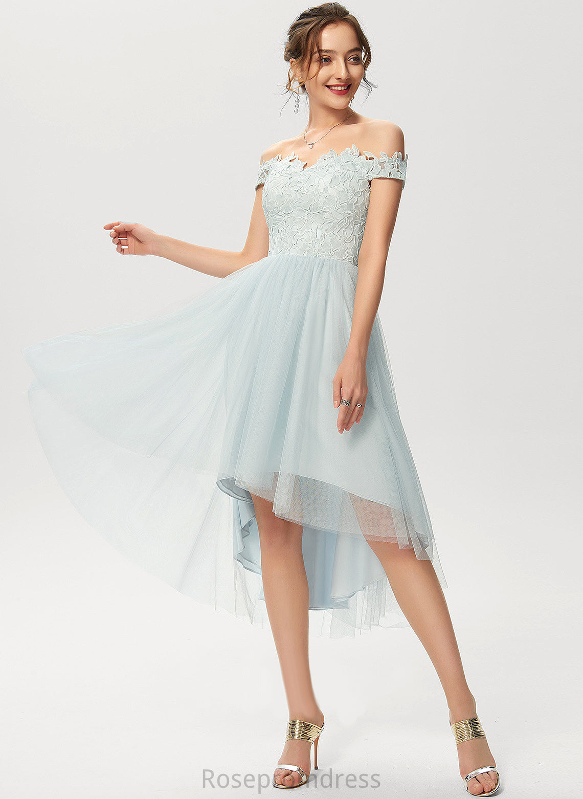 Cocktail Dresses A-Line Dress Off-the-Shoulder Cocktail Tulle Lace Lucy Asymmetrical