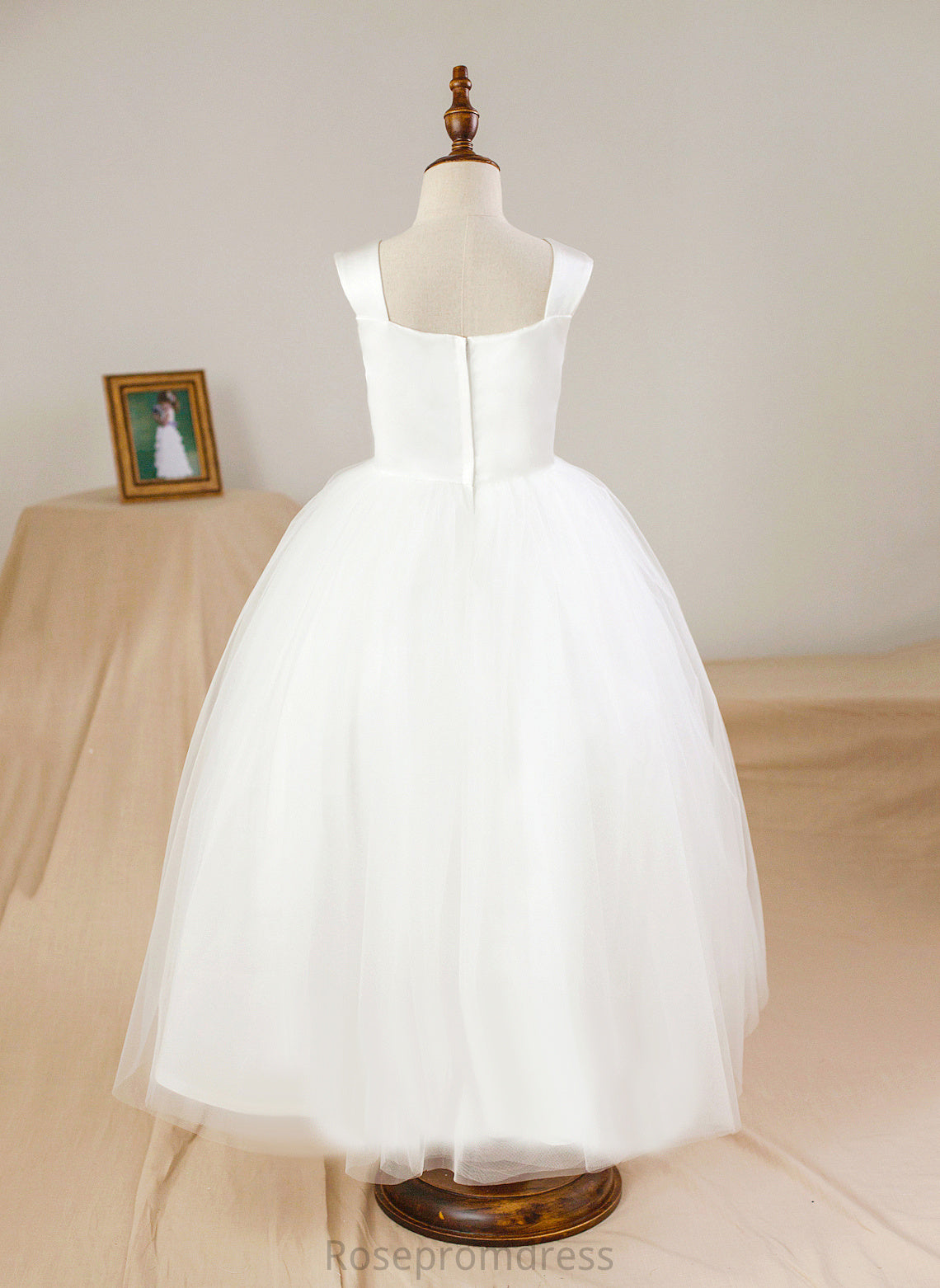 Girl Flower Ball Gown Satin/Tulle - Neckline Square Alison Dress Ankle-length Sleeveless Flower Girl Dresses