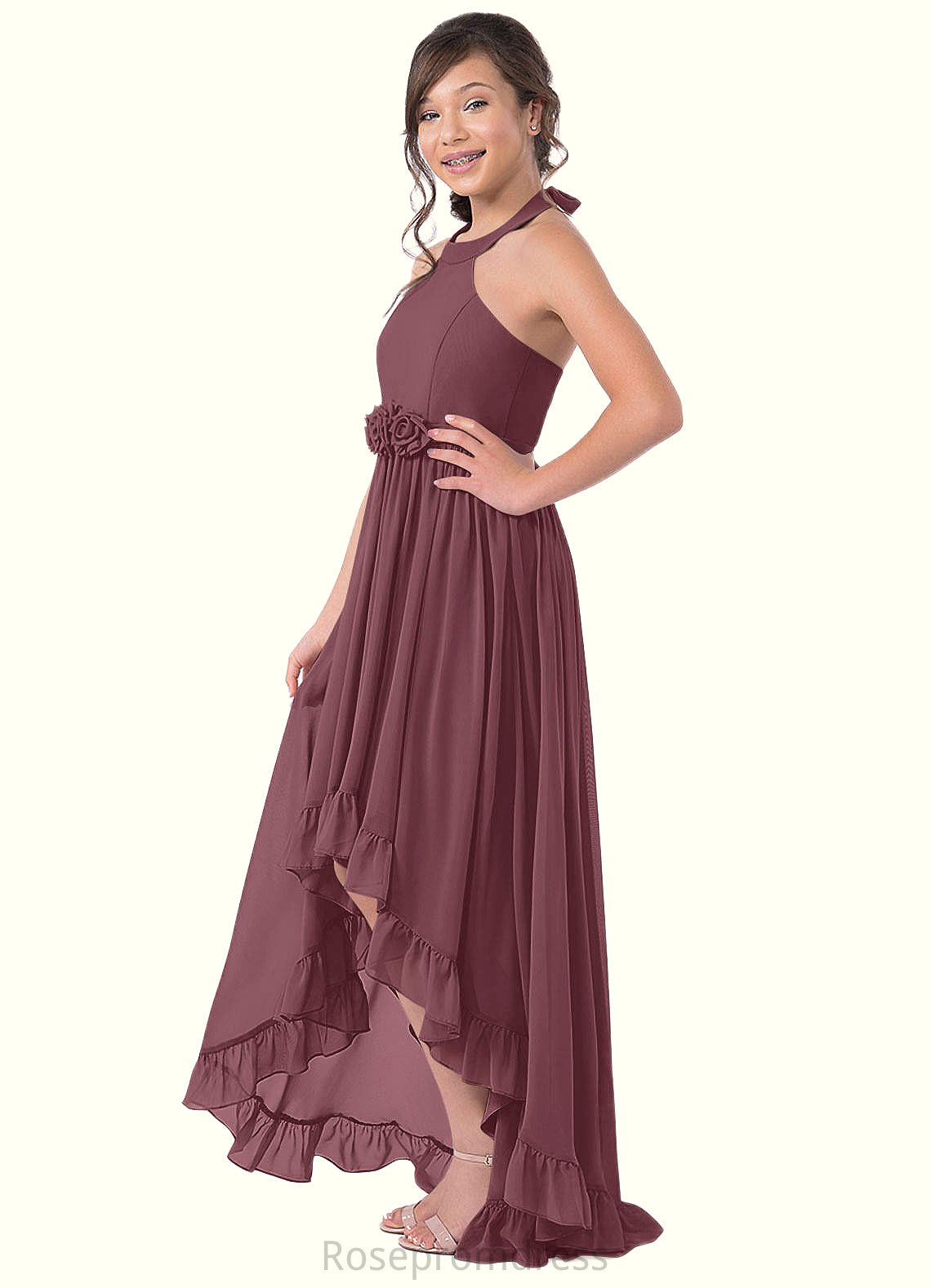 Phoenix A-Line Chiffon Asymmetrical Junior Bridesmaid Dress SRSP0019969