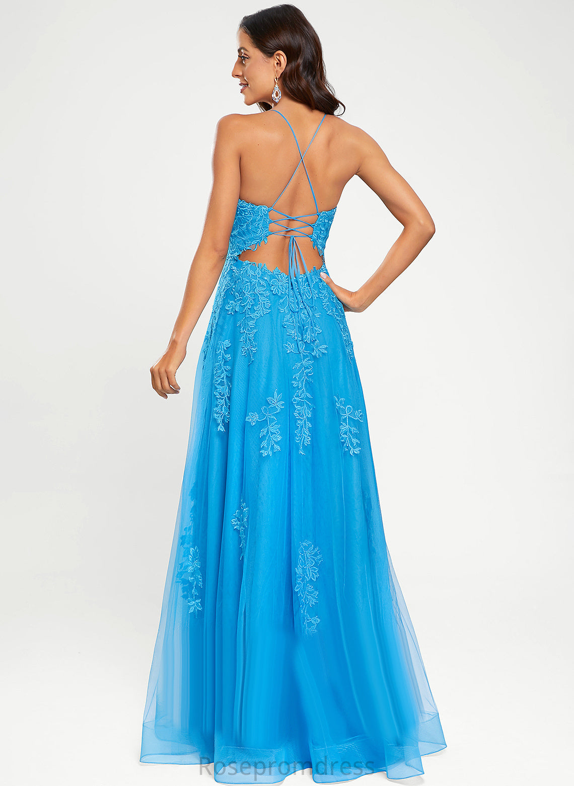 Tulle Floor-Length A-Line Lorena Prom Dresses V-neck