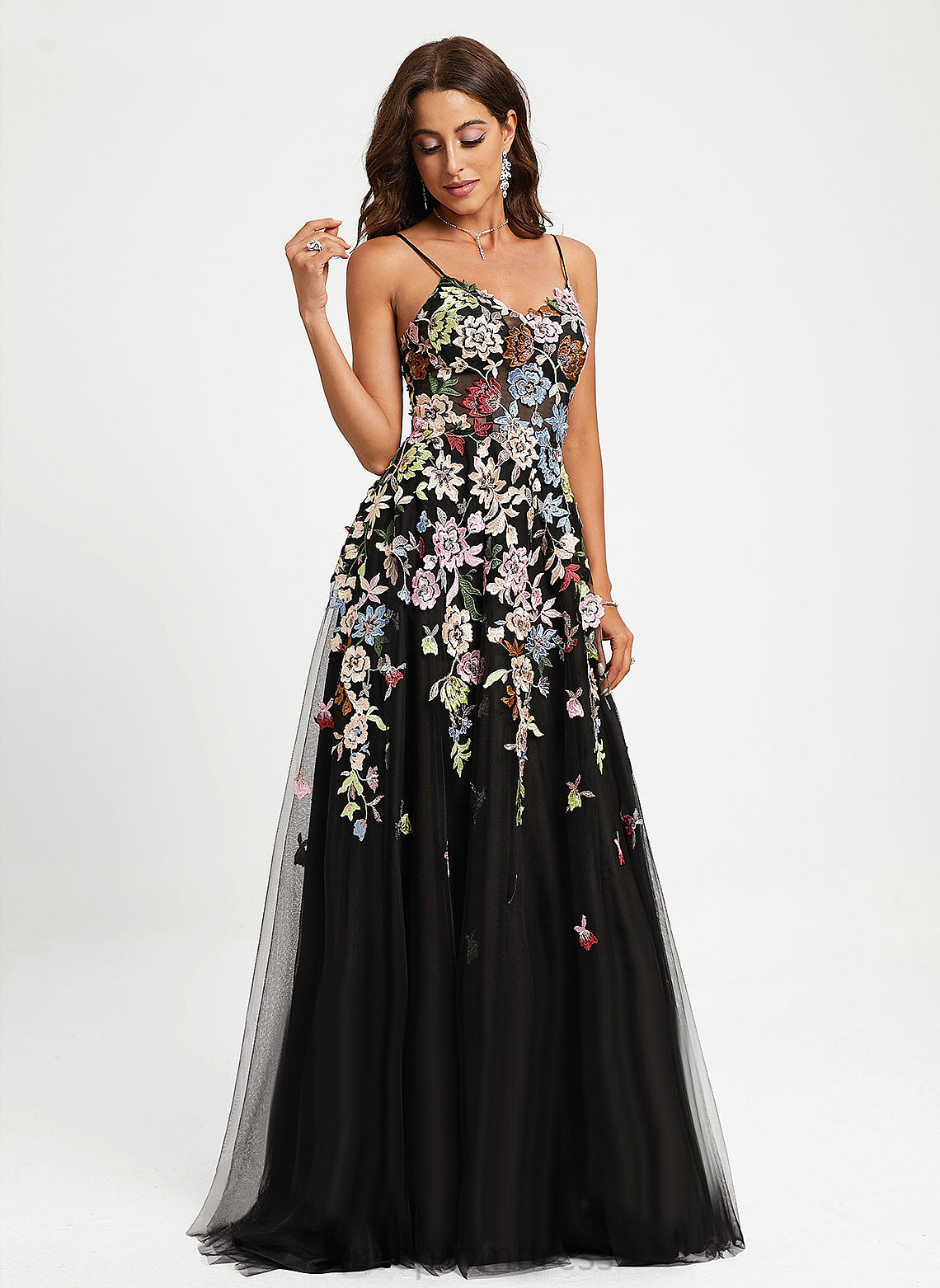 Prom Dresses Ball-Gown/Princess Sweep Train V-neck Lace Tulle Kasey