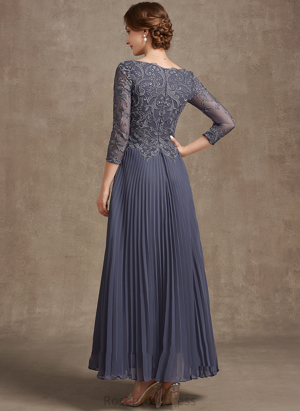 Dress Ankle-Length Lace Mother of the Bride Dresses Chiffon of the V-neck Mother Lauren A-Line Bride