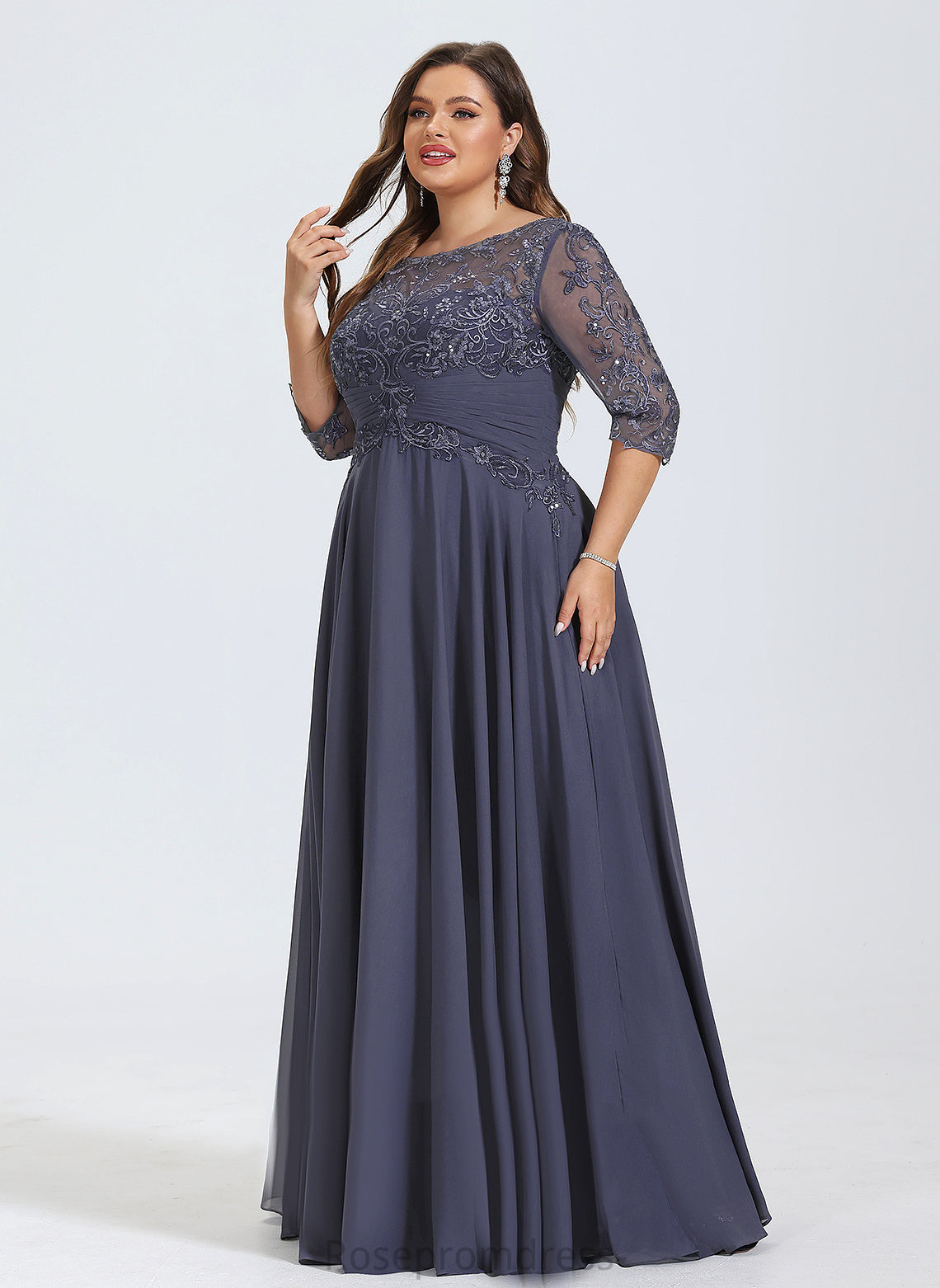 Illusion Lace Floor-Length Pleated Trudie With Prom Dresses A-Line Sequins Scoop Chiffon