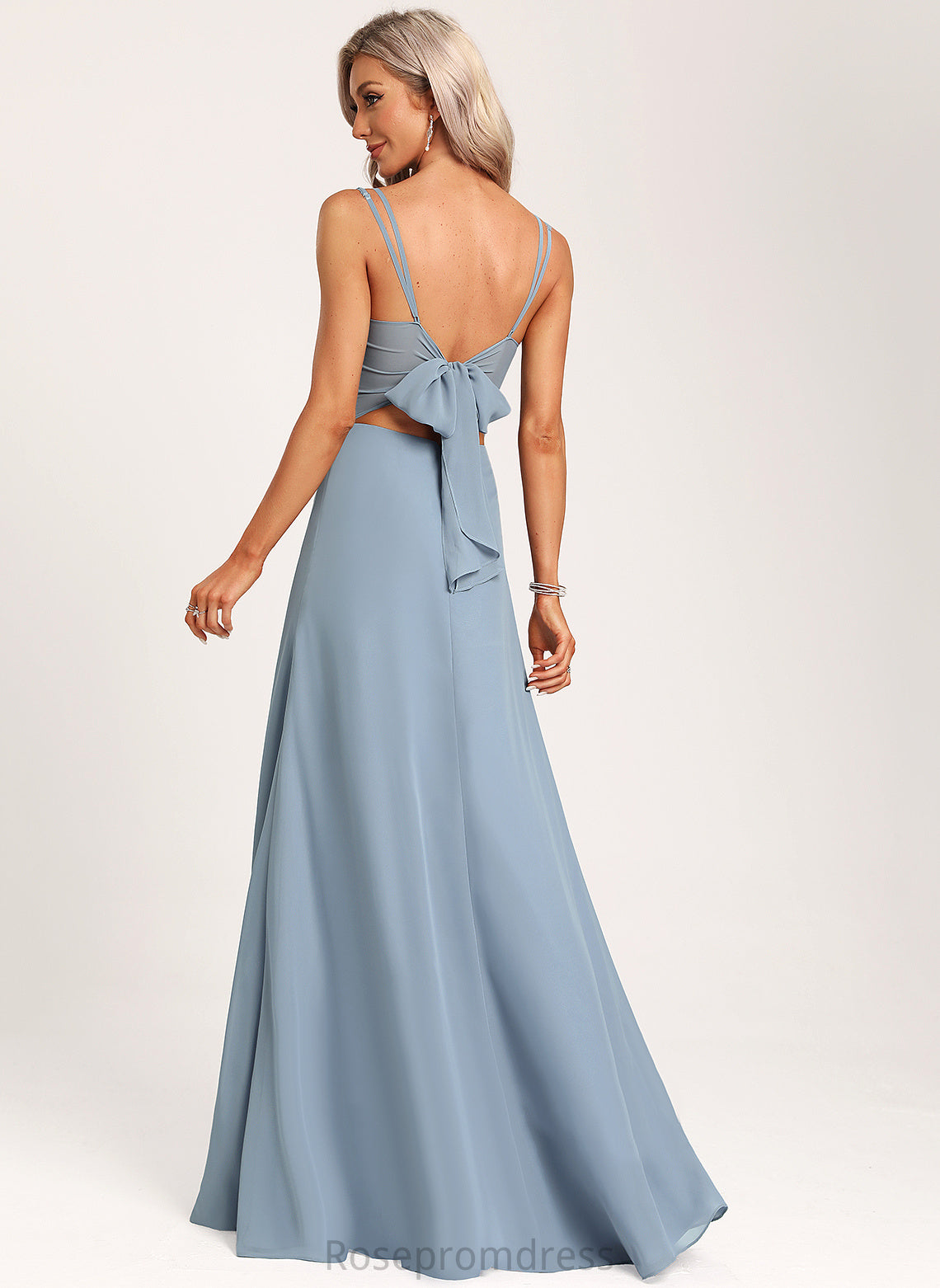 A-Line Ruffle Length Fabric V-neck Neckline Embellishment Silhouette Floor-Length Audrina V-Neck Sleeveless Bridesmaid Dresses