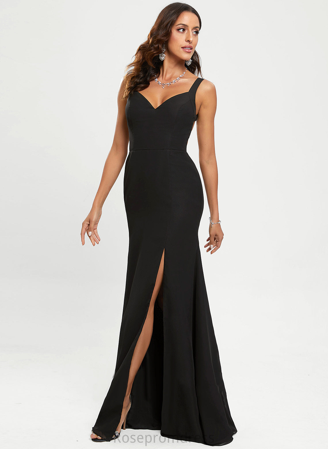 Floor-Length Alisha Prom Dresses V-neck Sheath/Column Chiffon