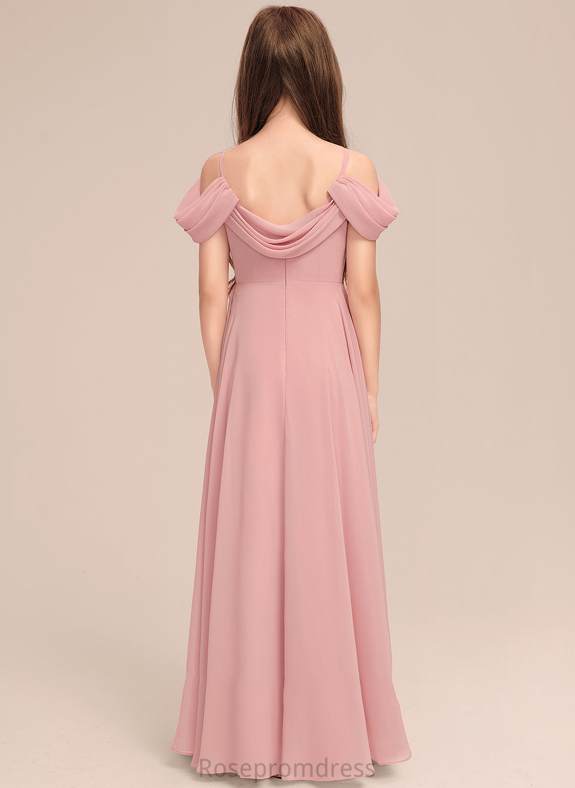 V-neck Floor-Length Angelique A-Line Chiffon Ruffle With Junior Bridesmaid Dresses