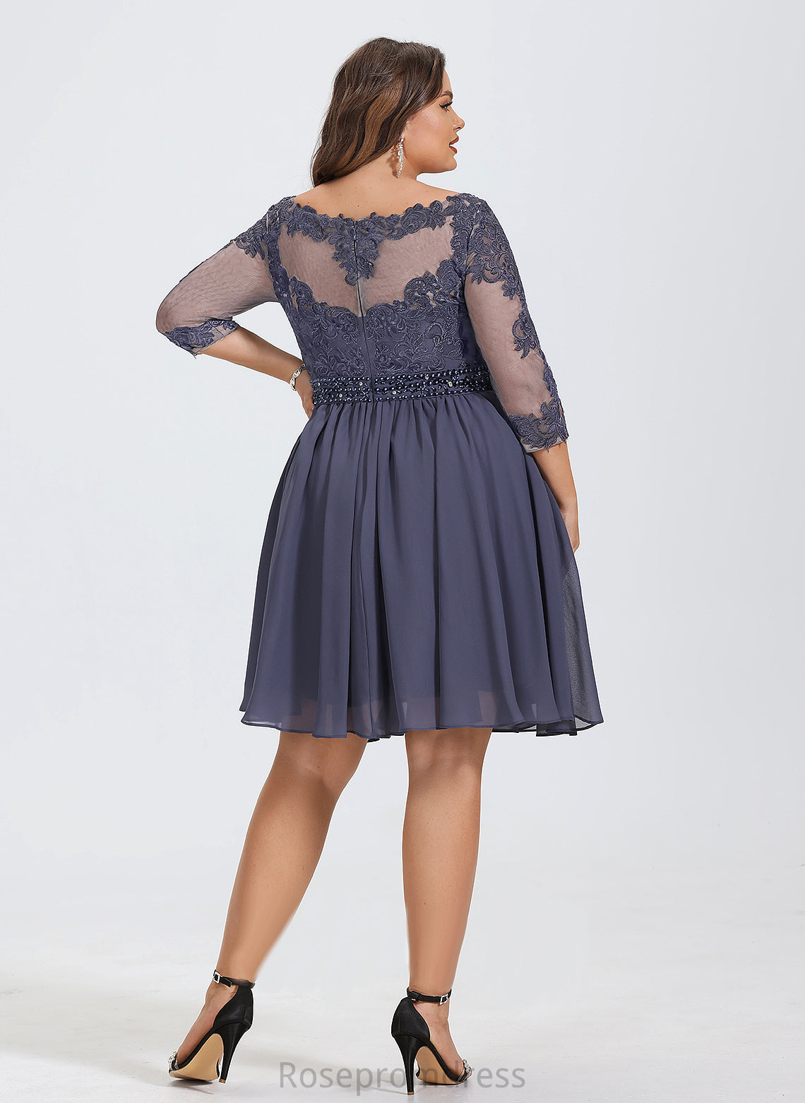 Scoop Dress Lace Madisyn Cocktail Knee-Length Chiffon Beading Cocktail Dresses A-Line Neck With