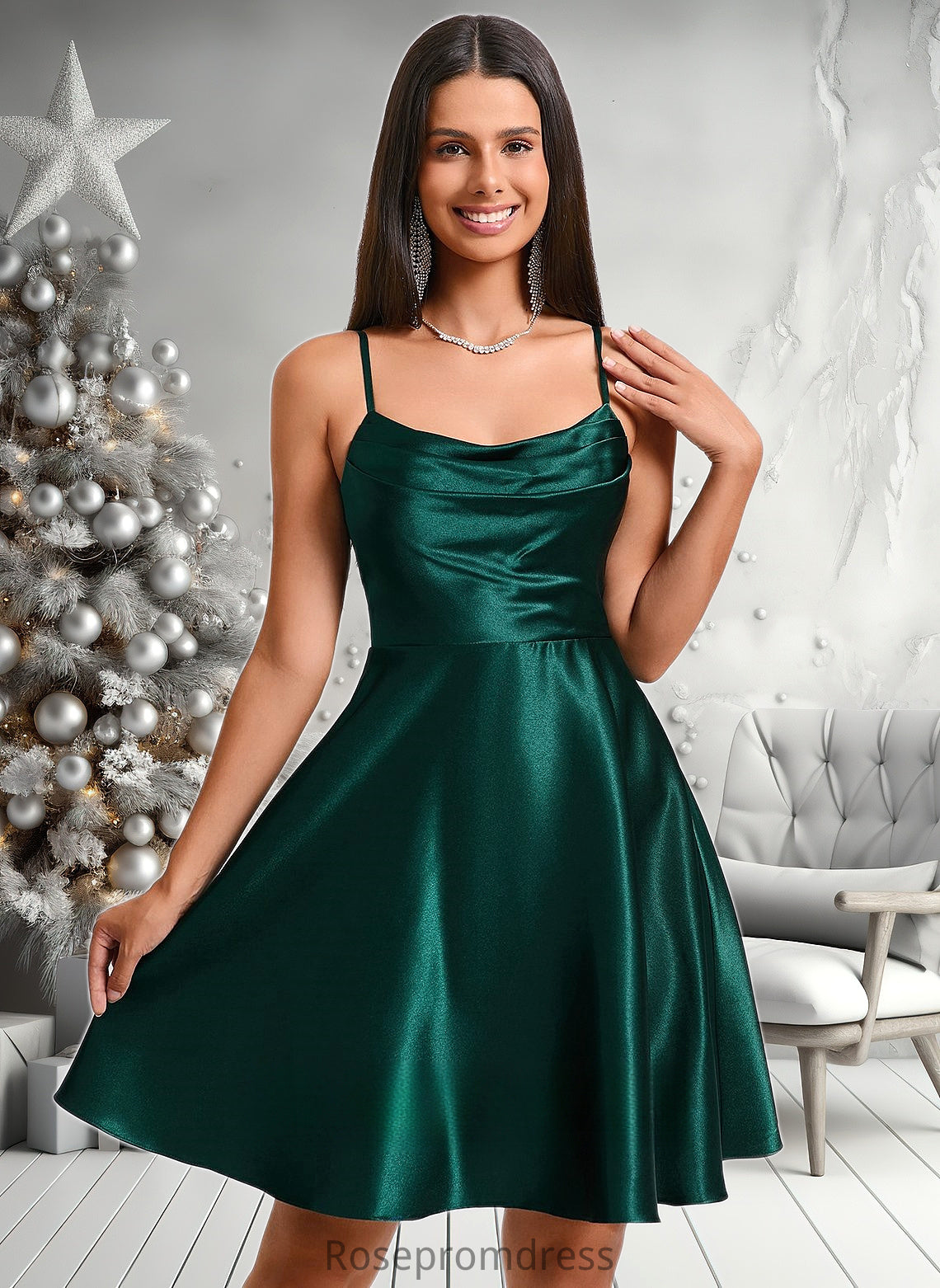 Jean A-line Cowl Short Stretch Satin Homecoming Dress DSP0025664