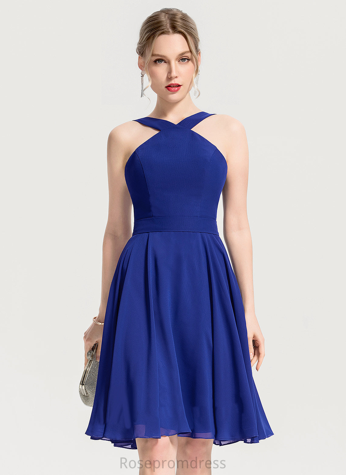 Dress Cocktail Knee-Length A-Line Allie Chiffon V-neck Cocktail Dresses