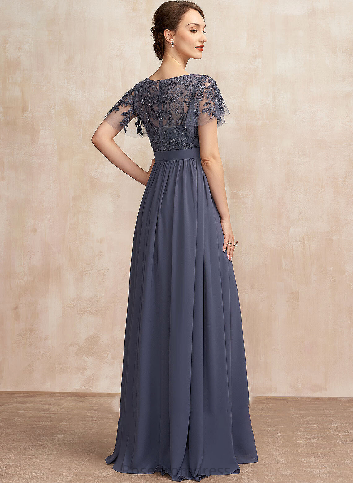 Mother of the Bride Dresses Mother Dress Scoop Neck Chiffon Nadia Sequins With Lace A-Line Bride the Floor-Length of