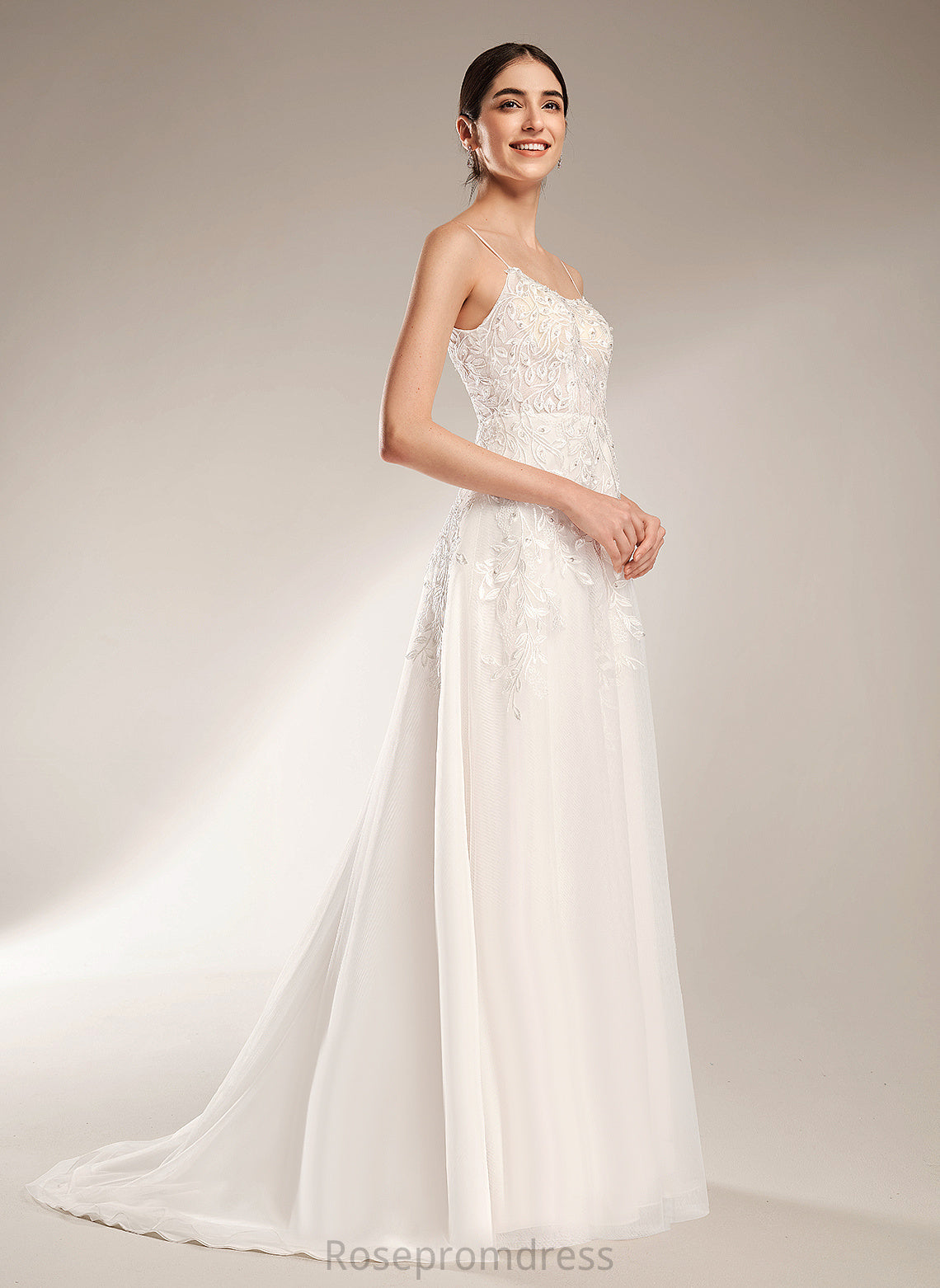 Lace Tulle Ashtyn Wedding Dresses Dress Square Wedding Sequins Neckline Train A-Line With Court Beading