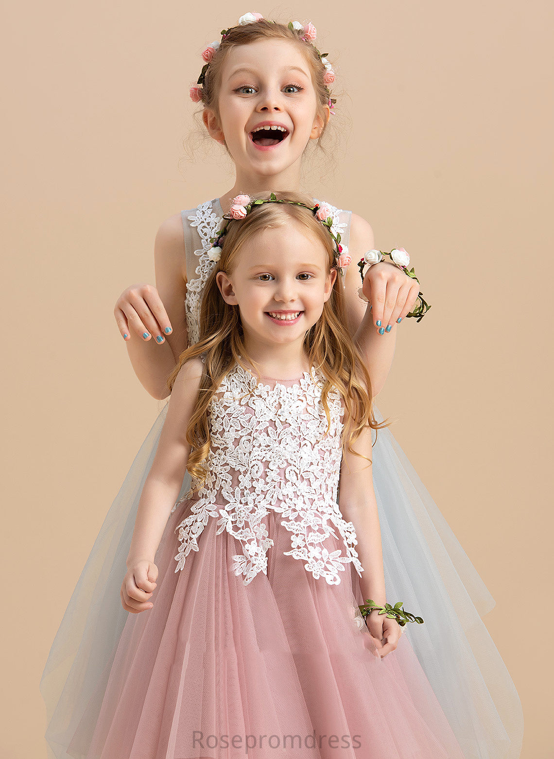 Dress A-Line Lilah Flower Sleeveless Scoop Tea-length Girl - Tulle/Lace Neck Flower Girl Dresses