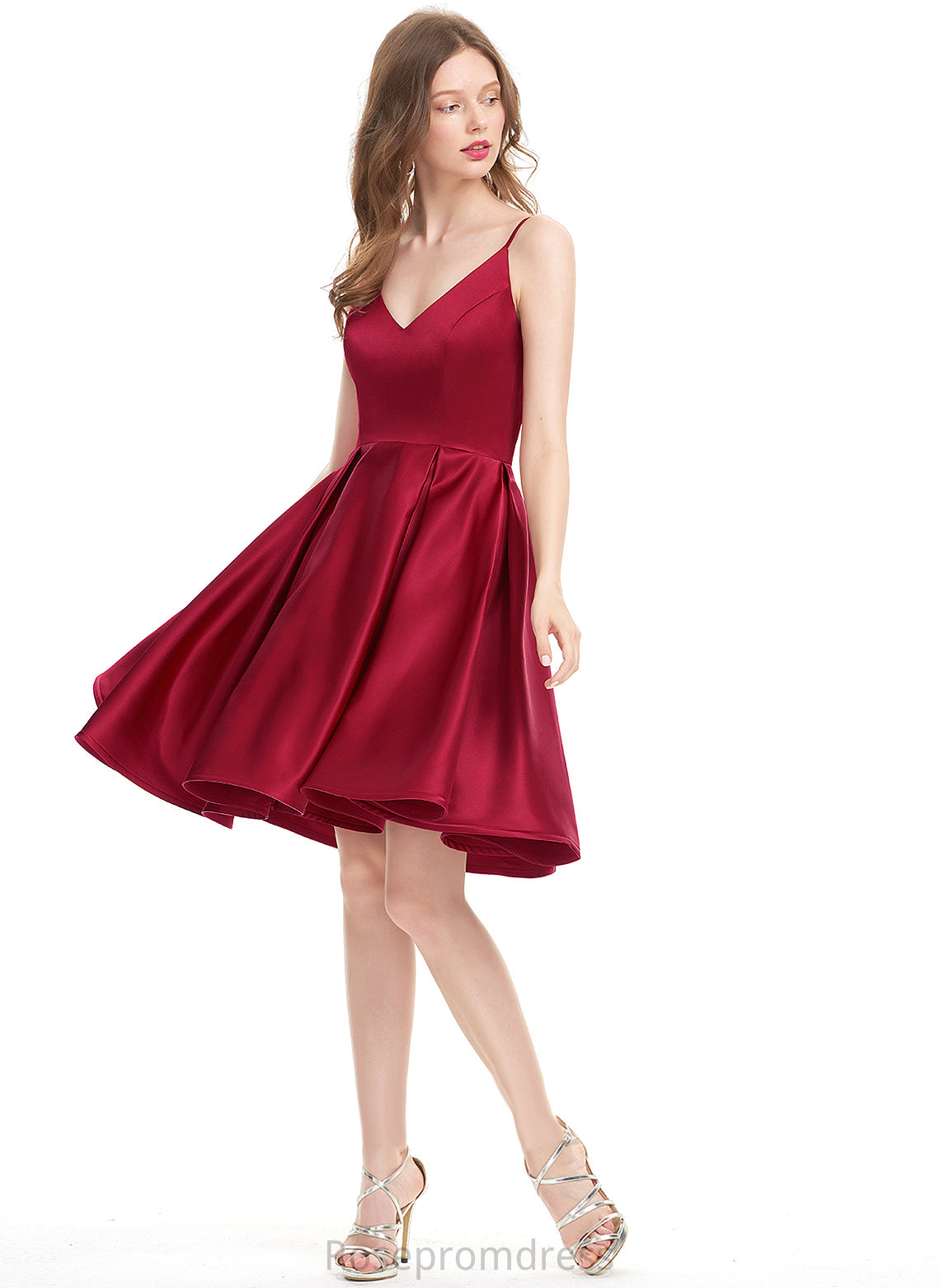 Dress Homecoming Dresses Knee-Length Satin Homecoming V-neck Maria A-Line